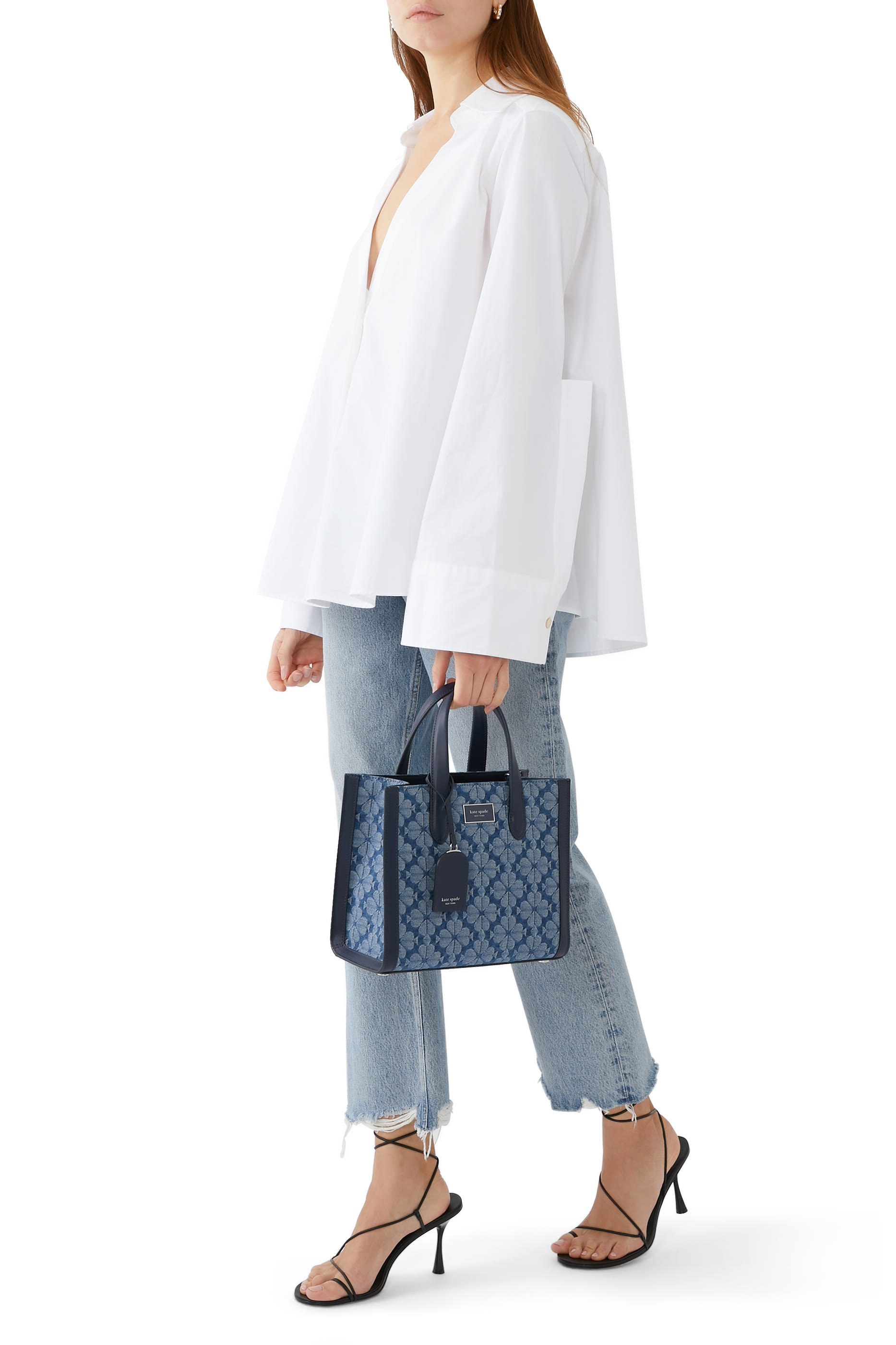 Spade Flower Denim Small Manhattan Tote Bag