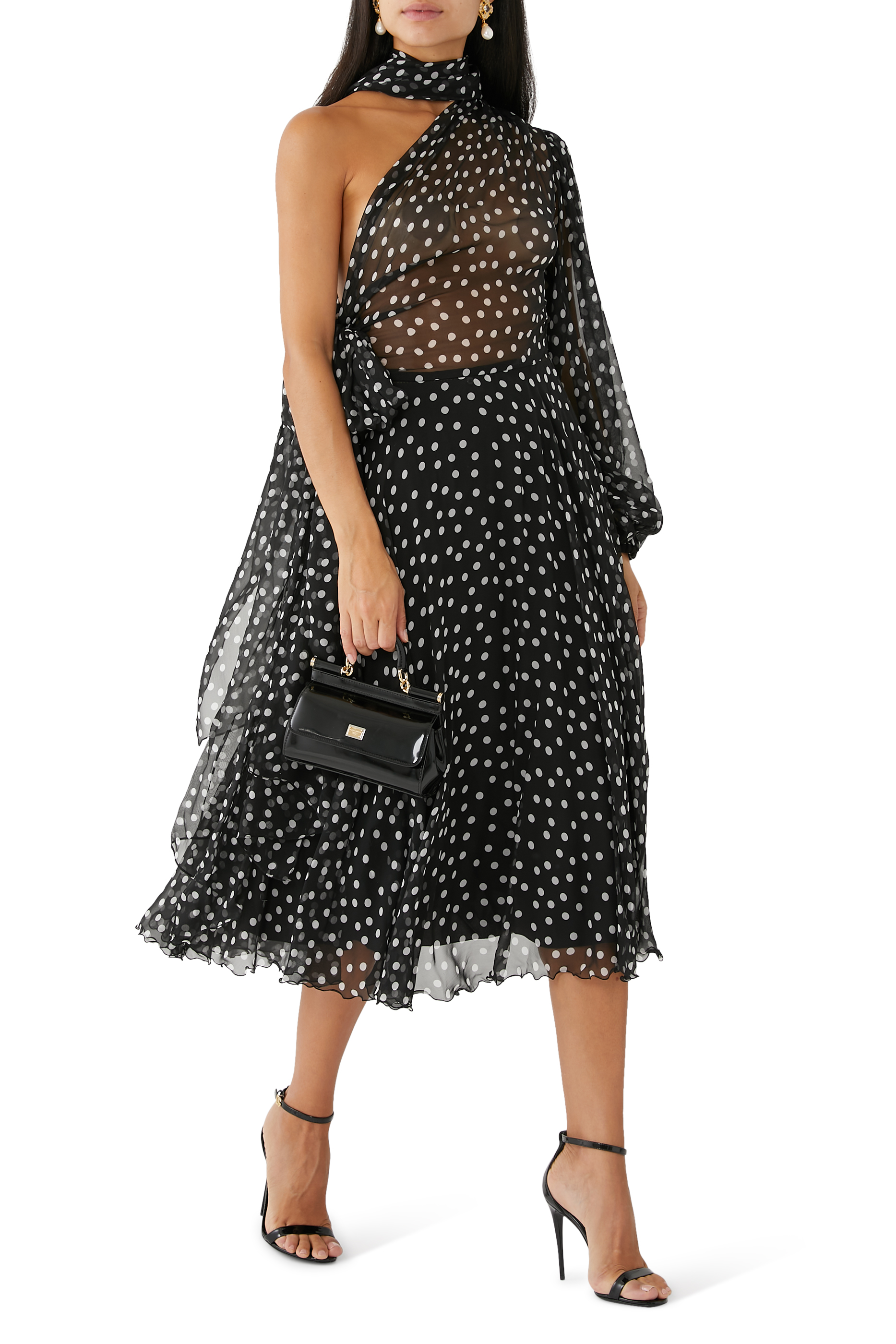 Polka Dot One Shoulder Dress