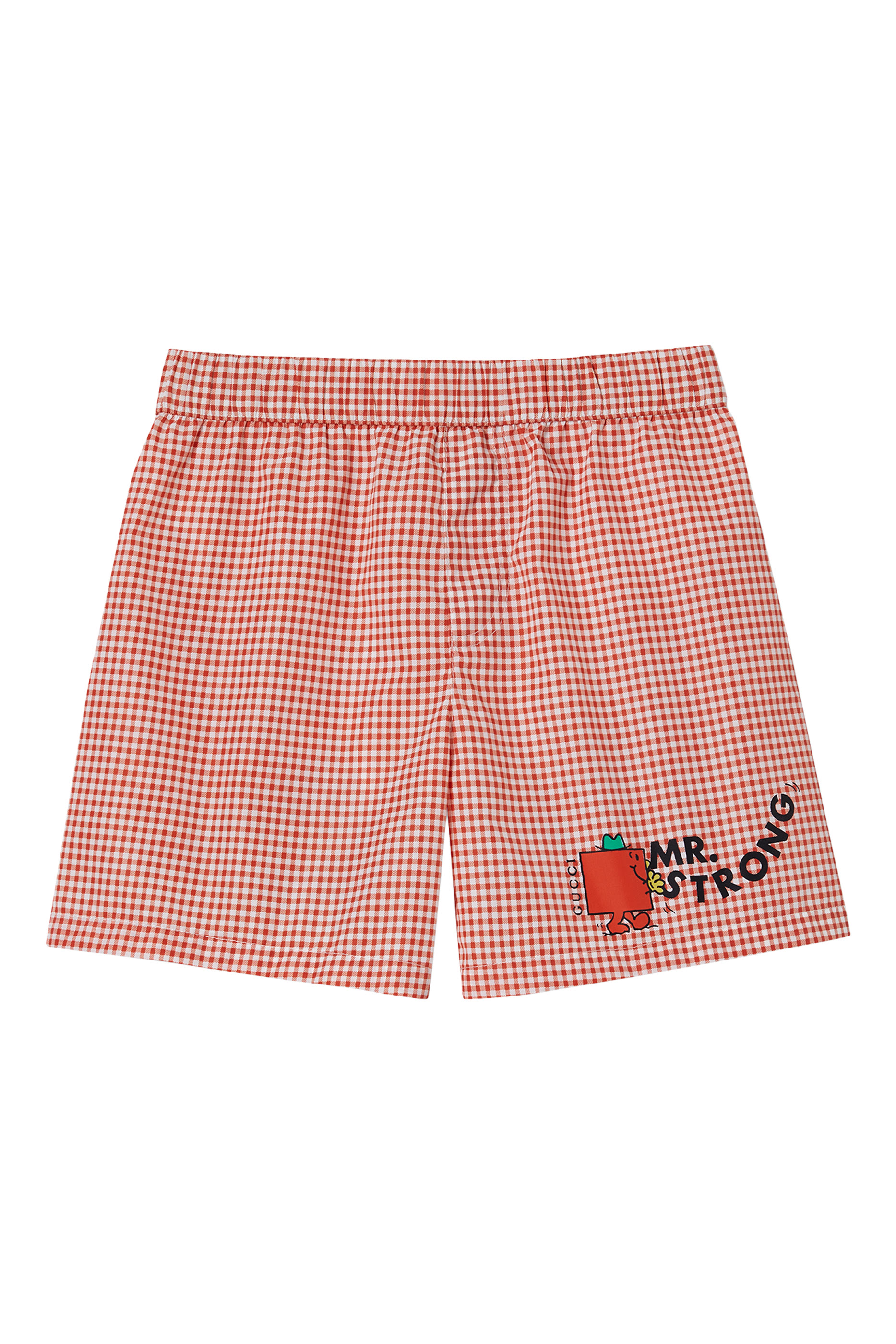 Kids Allover Gingham Print Swim Shorts