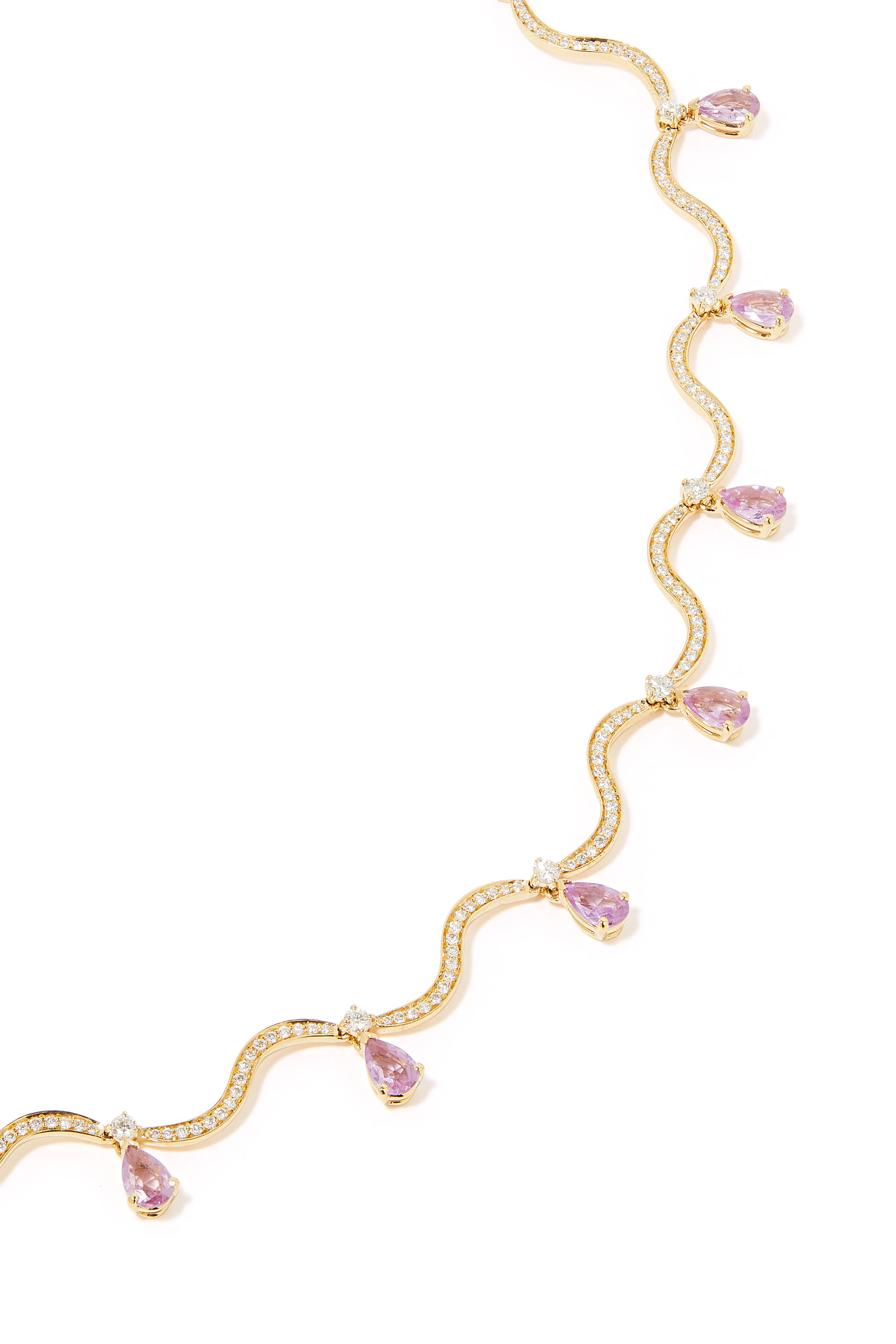 Dangling Wave Choker, 18k Yellow Gold with Sapphires & Diamonds