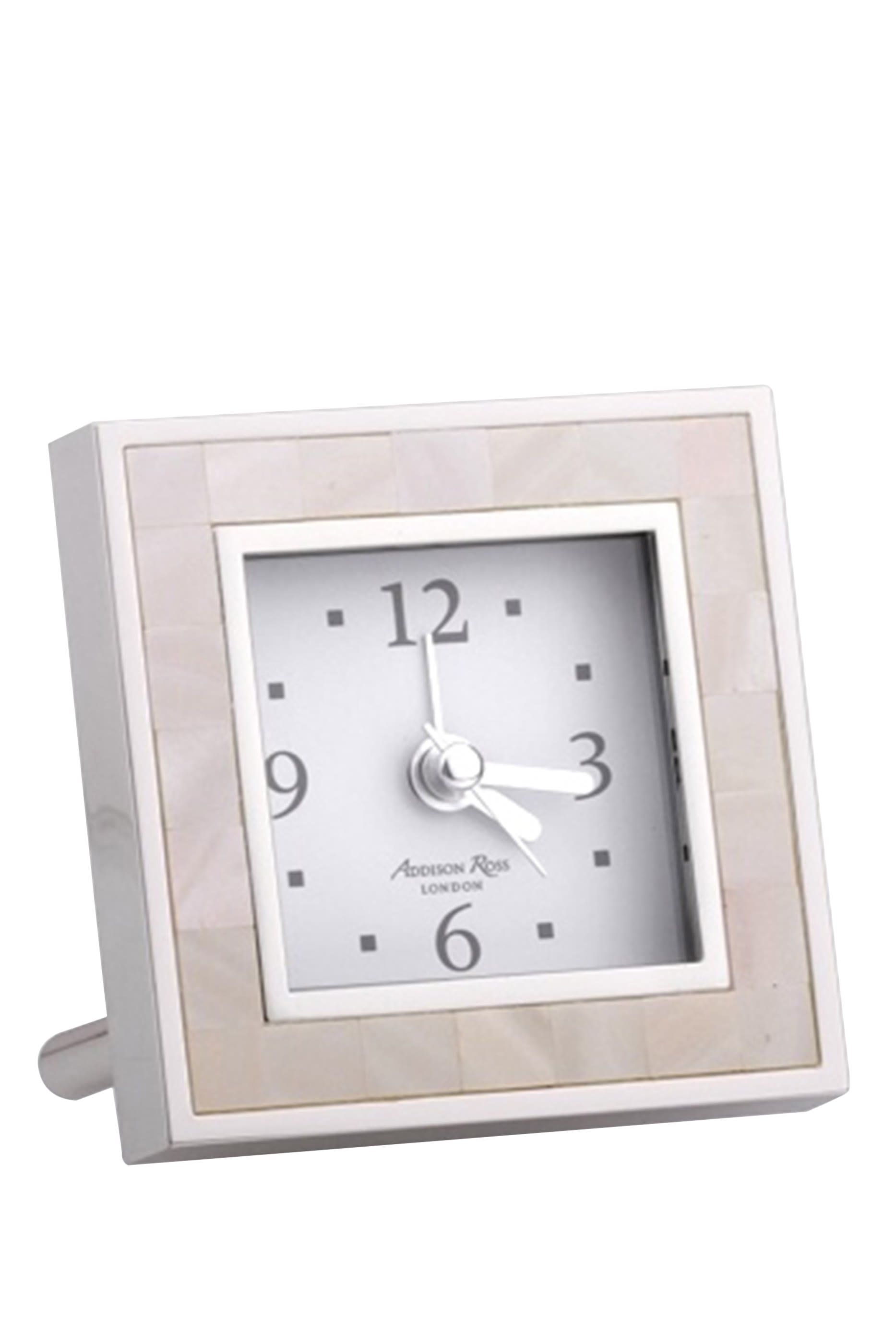 Mother of Pearl Shell & Silver Square Alarm Clock 