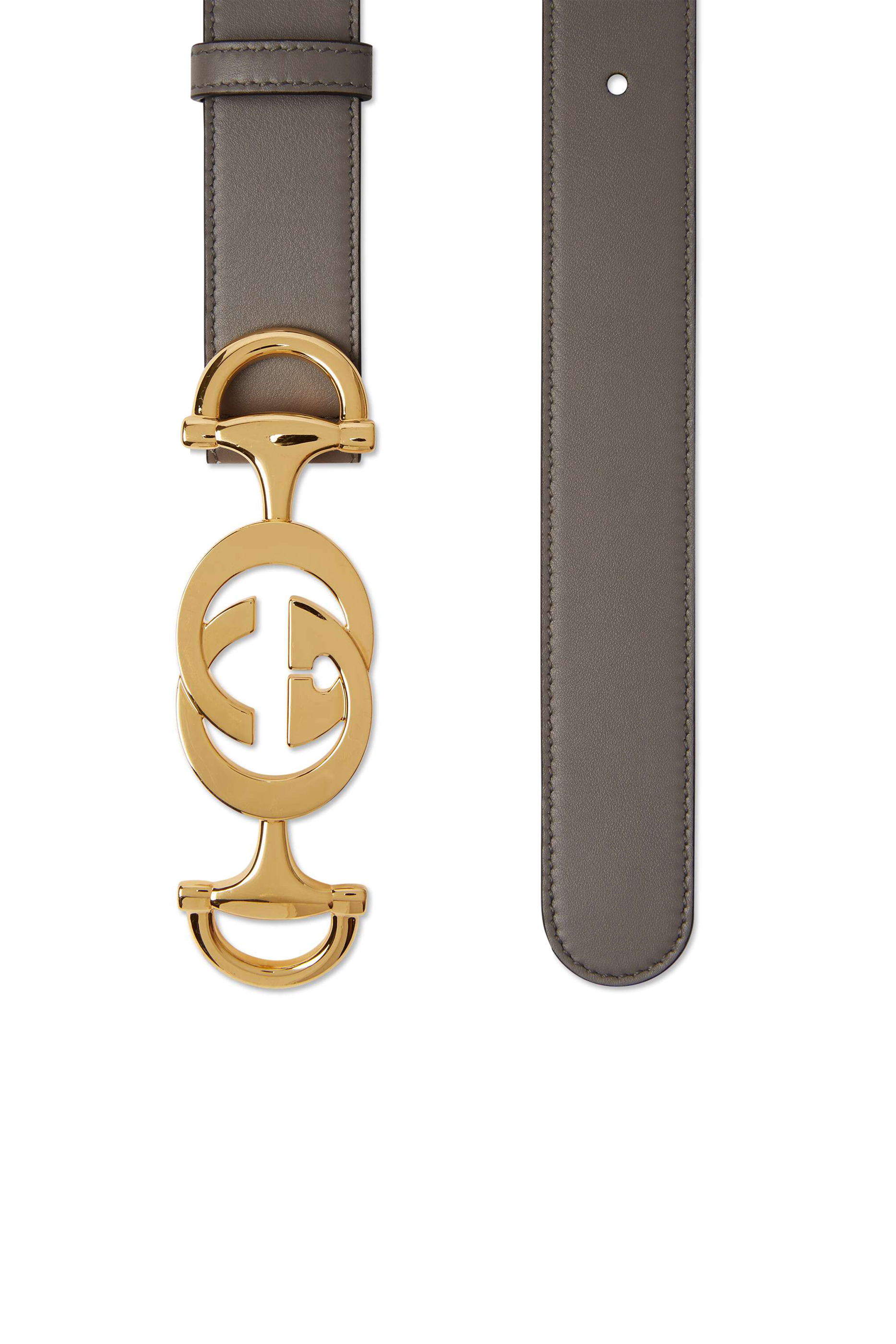 Horsebit-Buckle Leather Belt