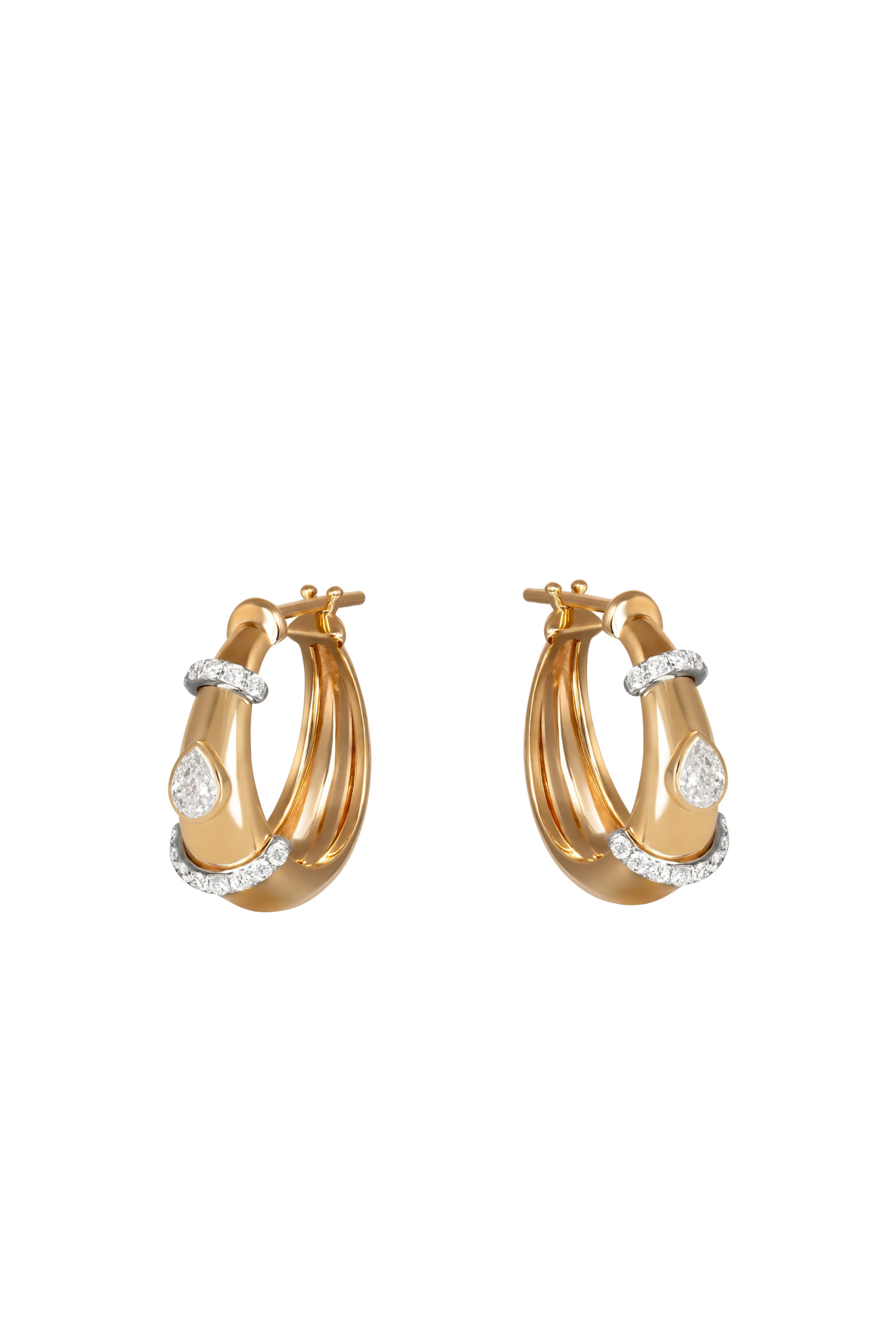Buoy Earrings, 18k Yellow Gold & White Diamonds