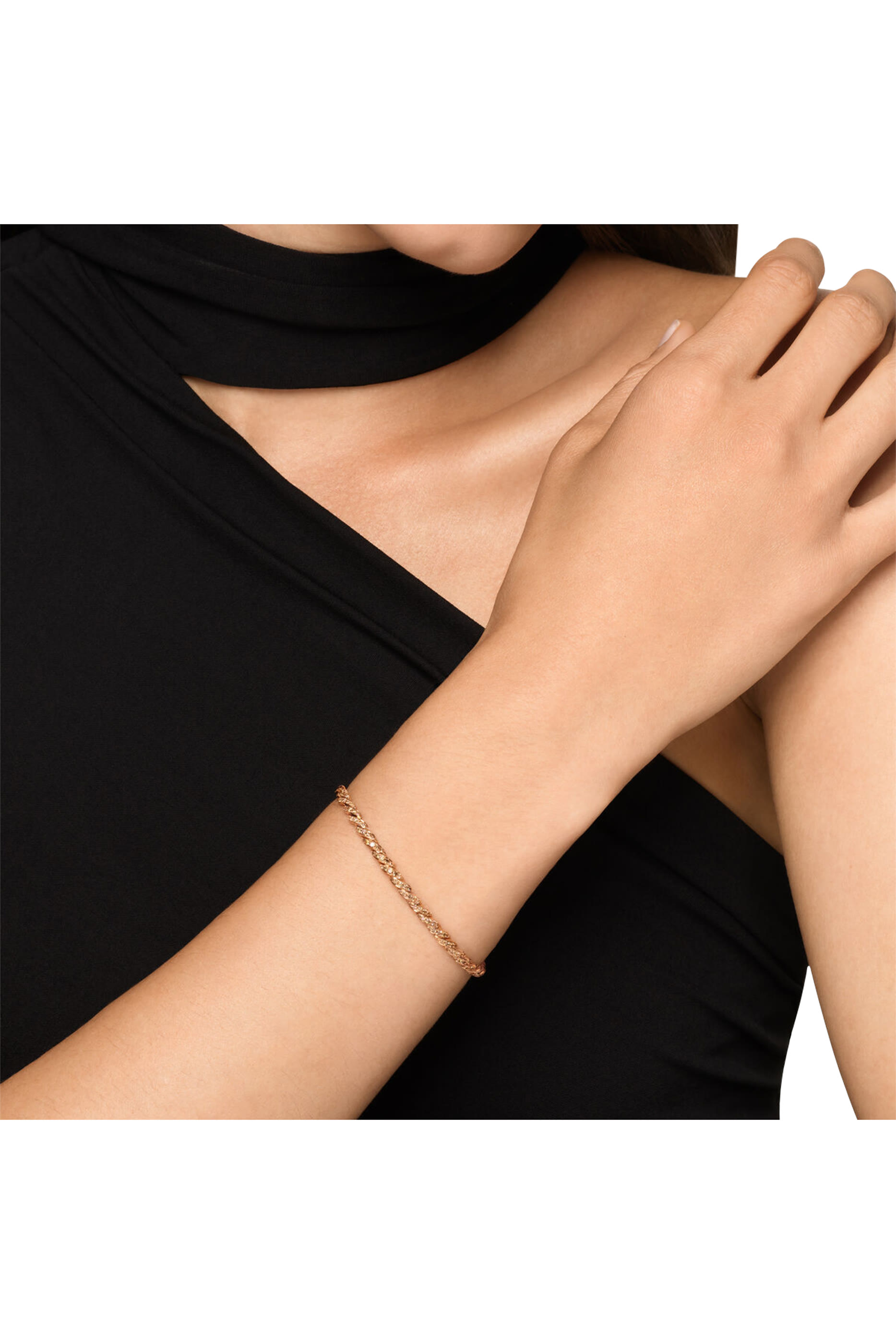 Sculpted Cable Flex Bracelet, 18K Rose Gold & Diamonds