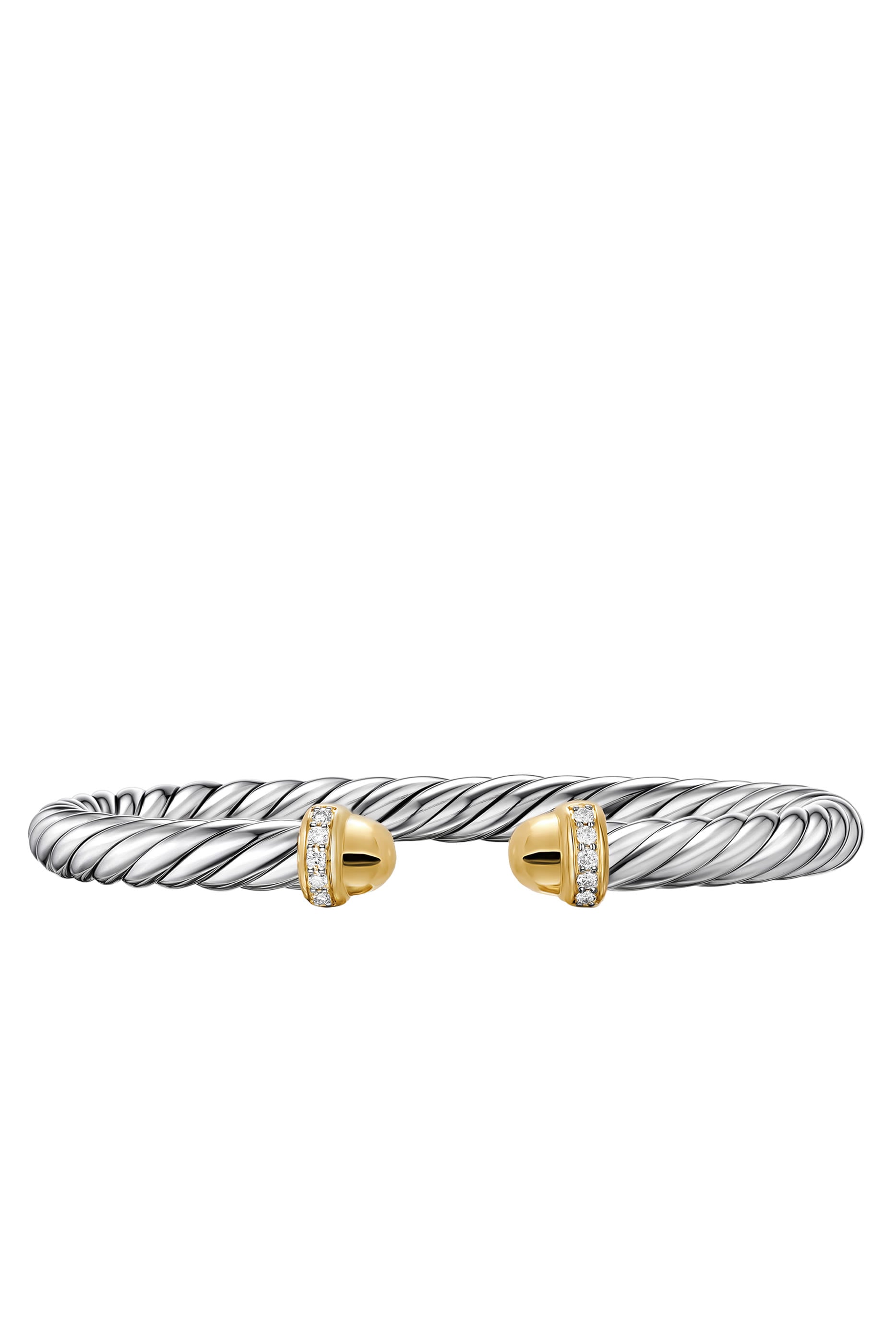  Cable Diamond Cable Flex Bangle,  Sterling Silver with 14K Yellow Gold & Pav&eacute; Set Diamonds