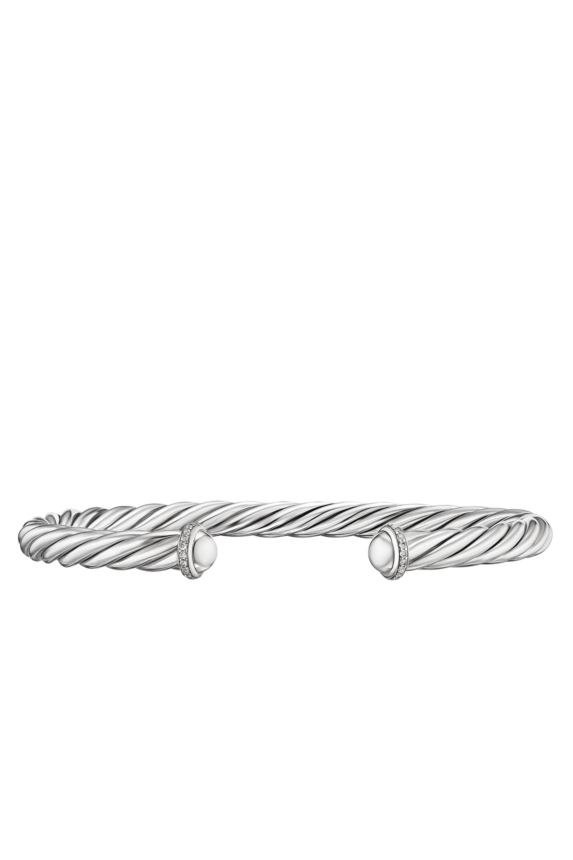 Cable Cuff Bracelet, Sterling Silver with Diamonds