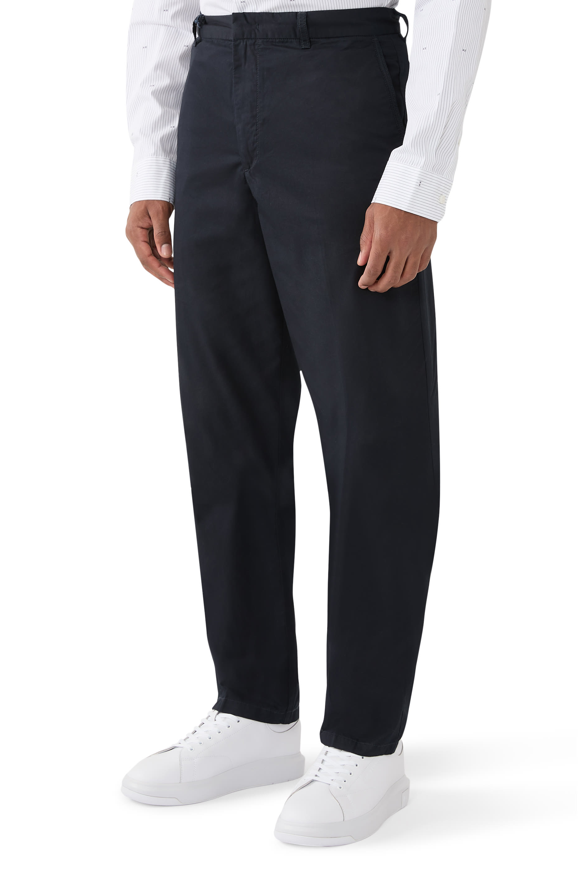 Straight Cotton Twill Trousers