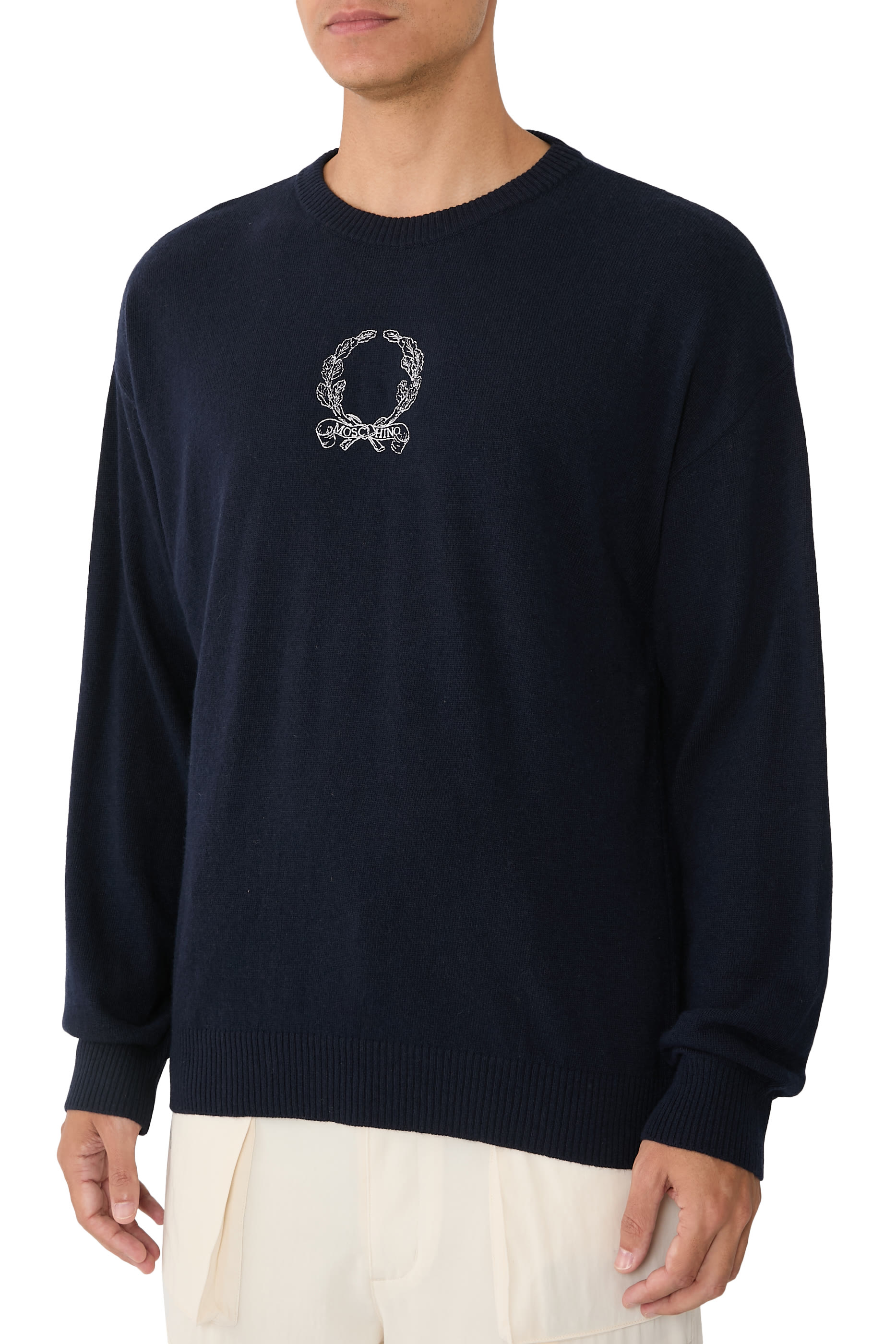 Laurel Crown Logo Wool and Cashmere Pullover