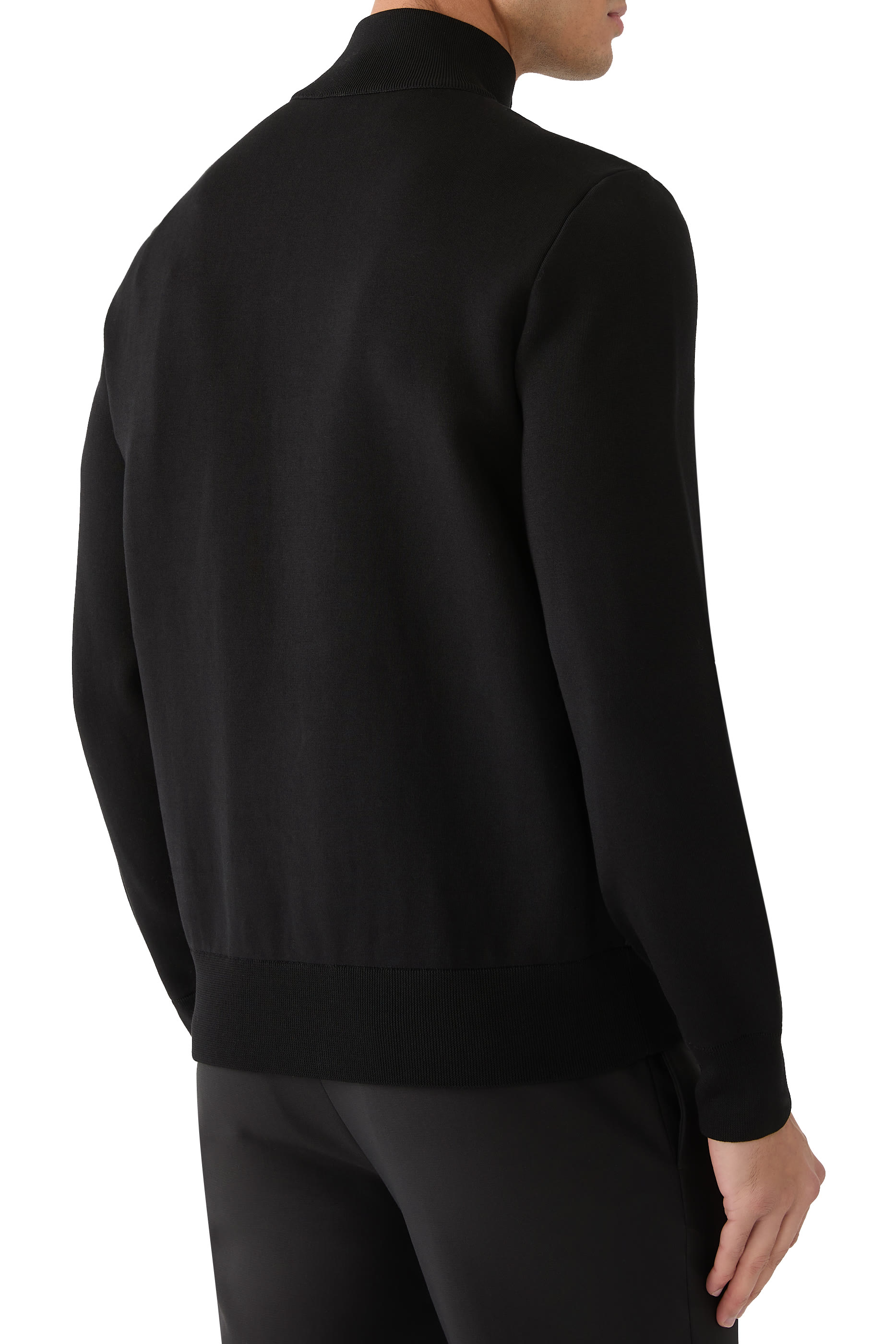 Padded Crêpe Cotton Zip-Up Cardigan