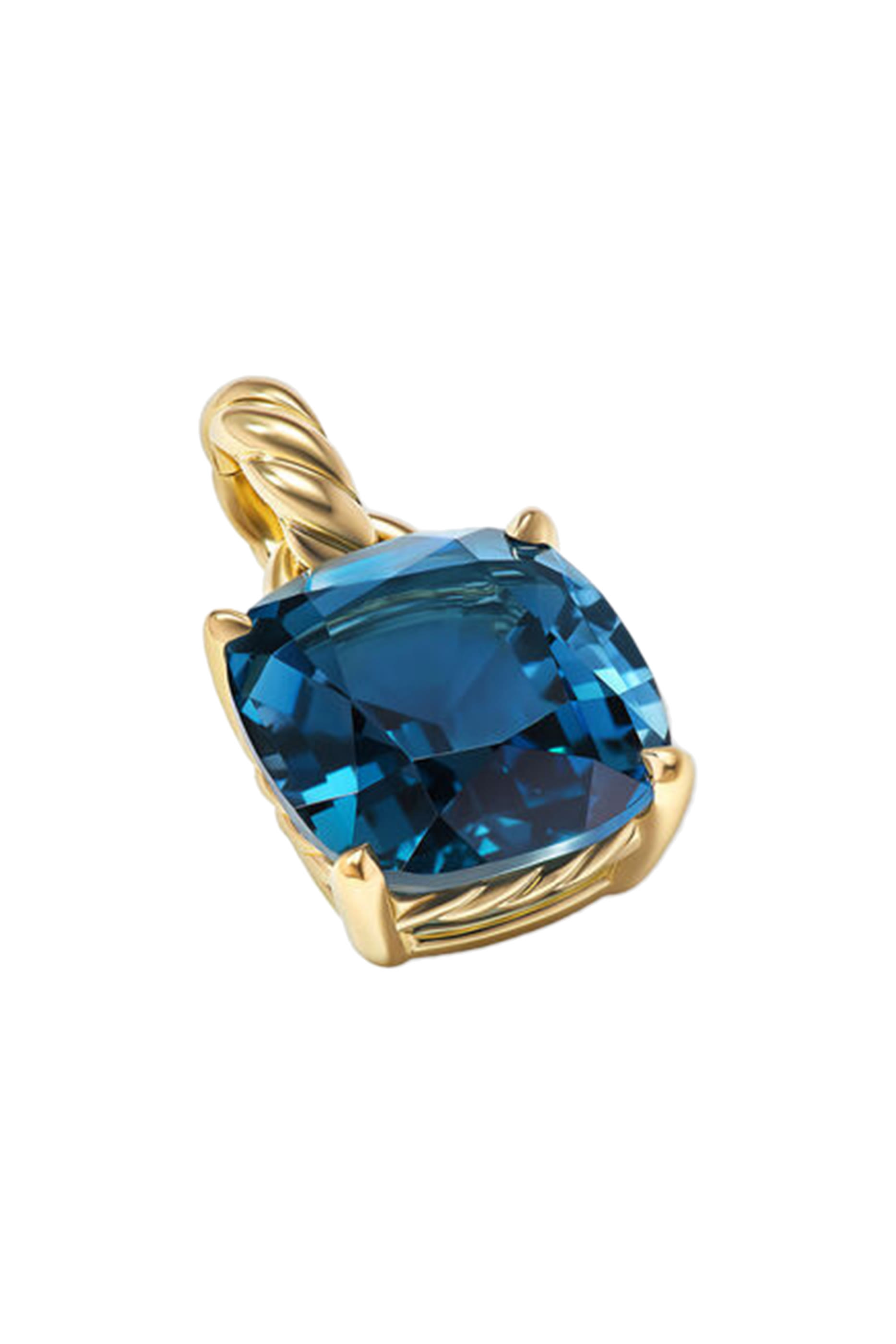 Marbella Pendant, 18k Yellow Gold & Blue Topaz