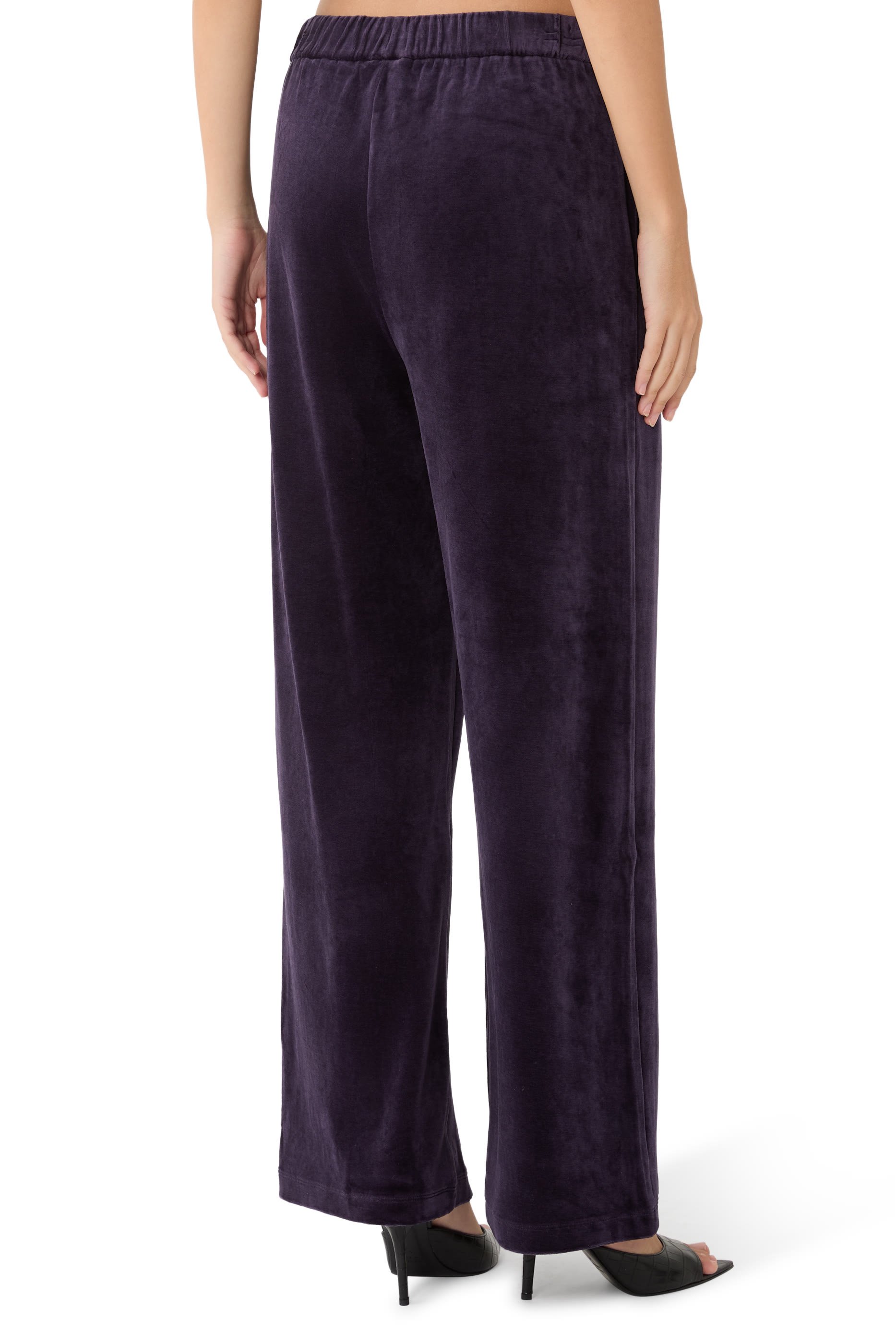 Cozy Velour Knit Wide-Leg Pants