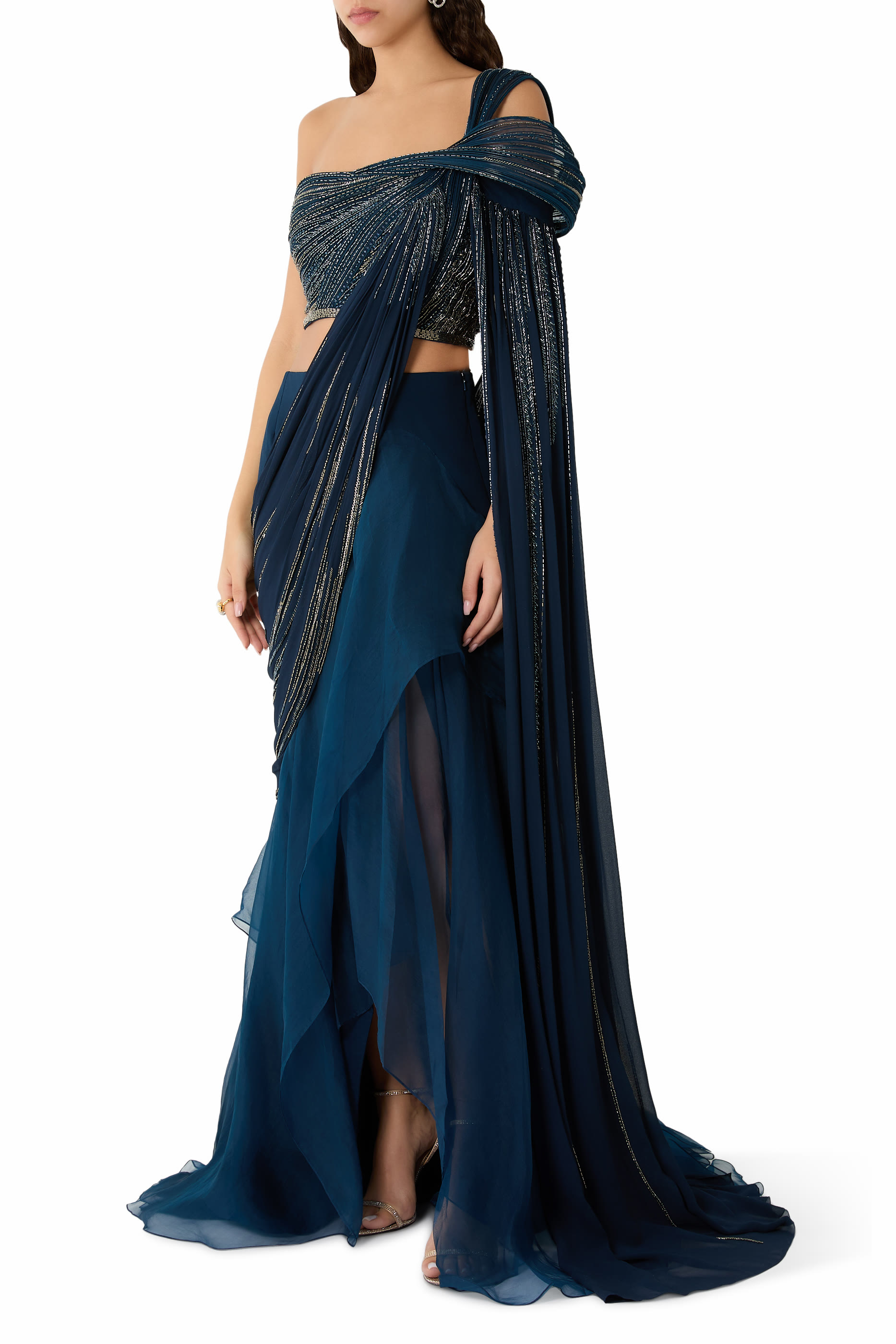 Draped Saree Lehenga