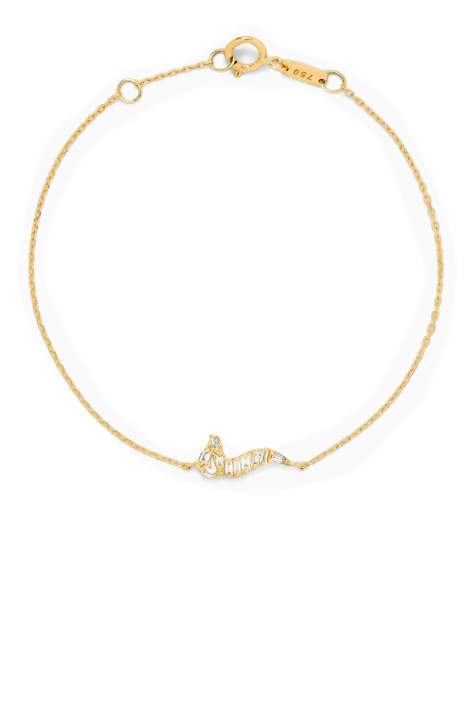 OULA - Letter Meem Bracelet, 18K Yellow Gold & Baguette Diamonds