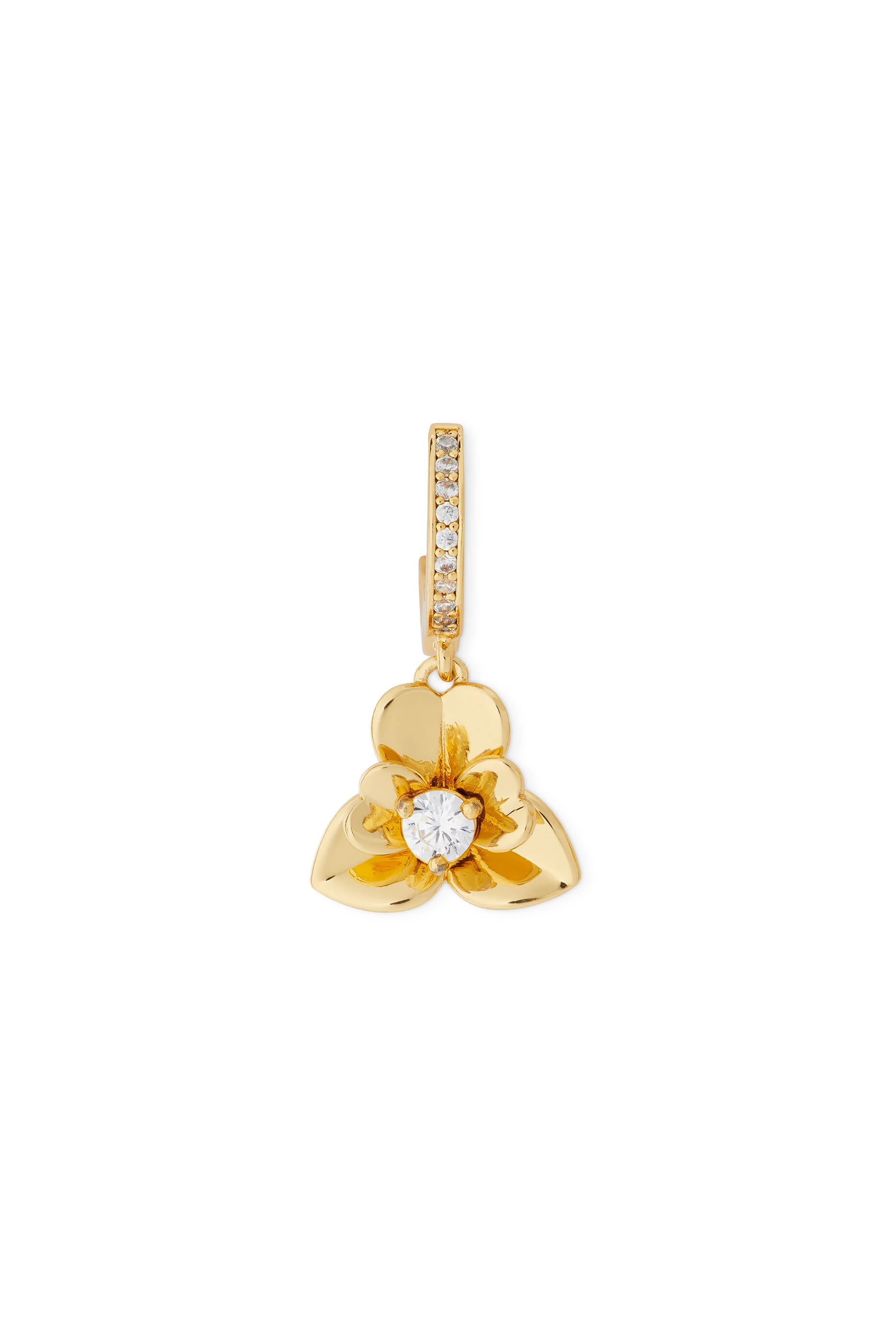 Precious Pansy Pav&eacute; Drop Huggies, Plated Metal & Cubic Zirconia, Surgical Steel Posts