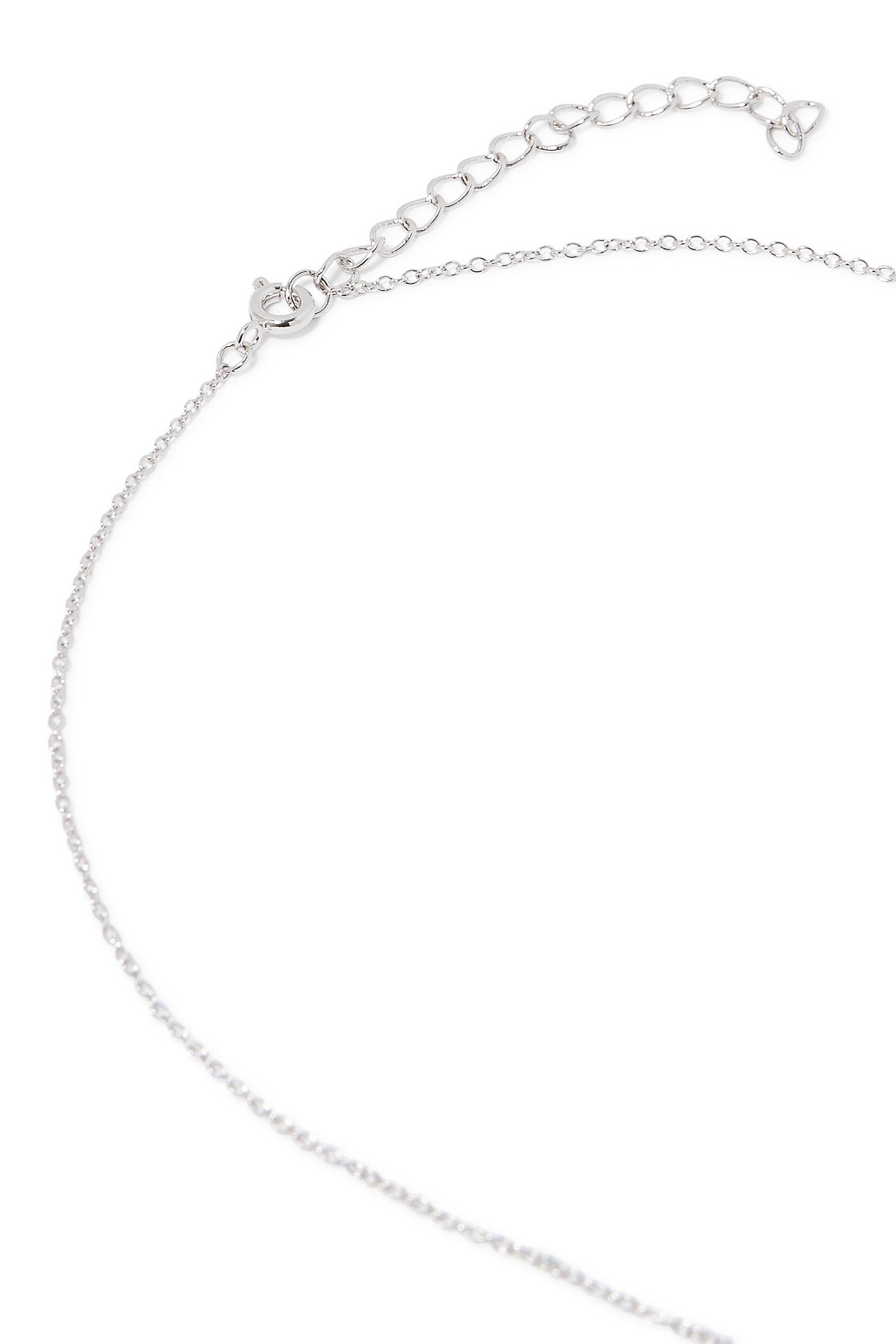  Round Pendant Necklace, Rhodium Plated Brass & Cubic Zirconia