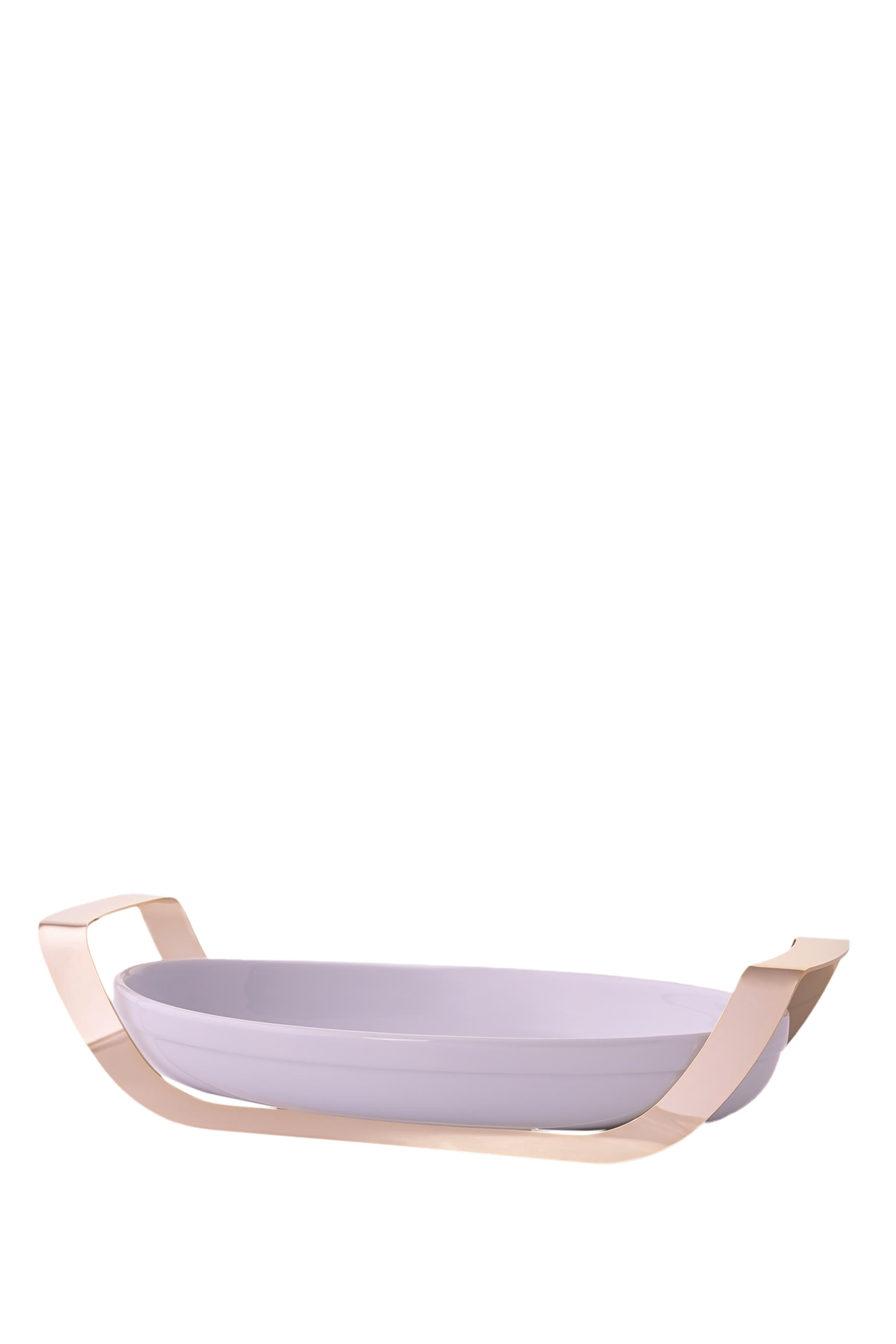 Oval Porcelain dish with Stainless Steel Holder