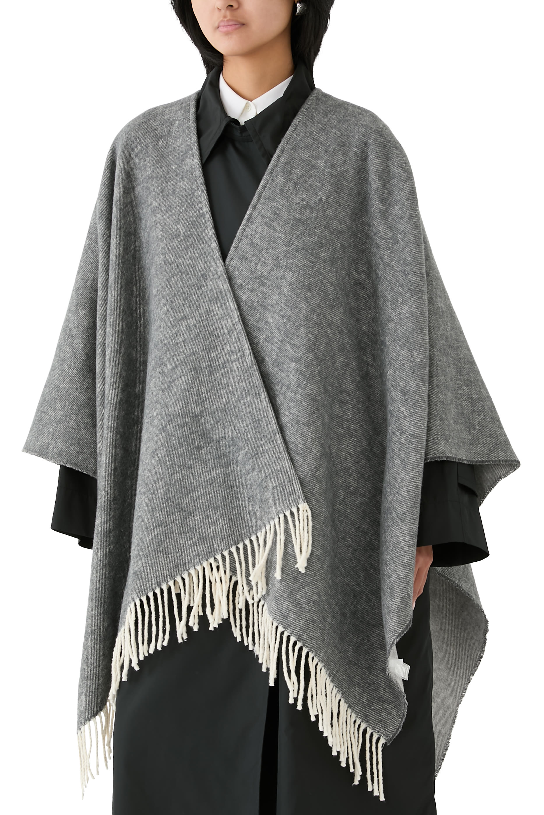 Brushed Recycled Cotton Cashmere Poncho