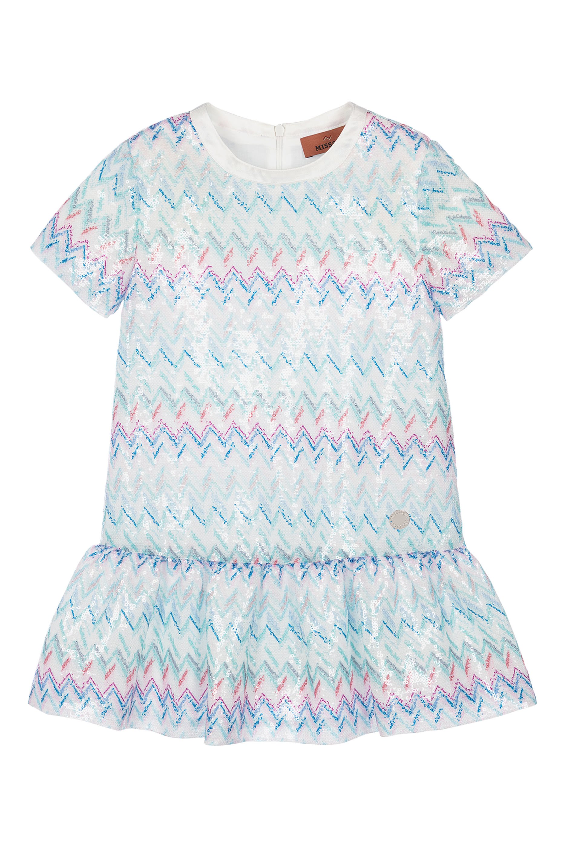 Kids Zigzag Sequine Embellished Dress