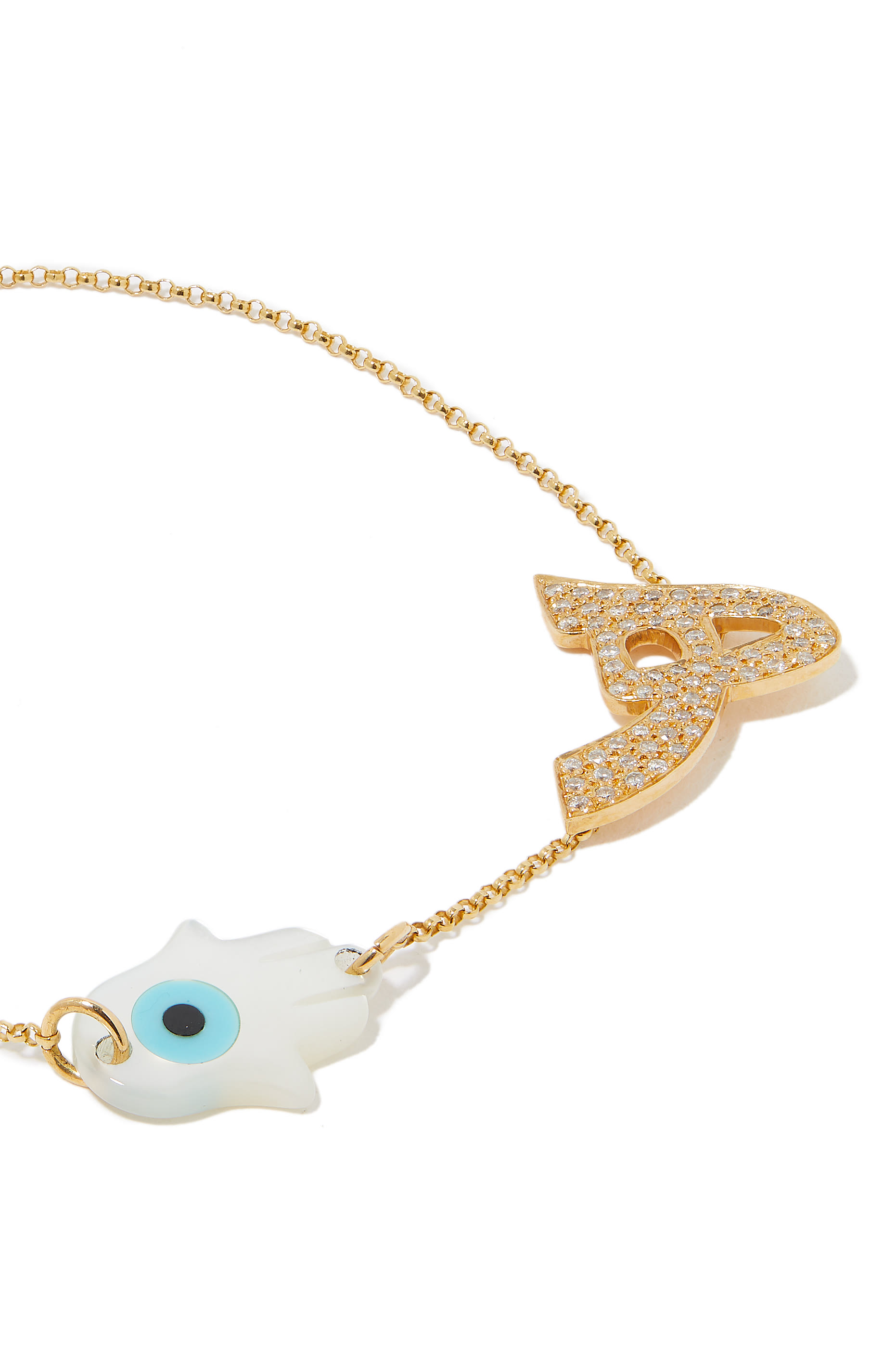 Oula H Letter Bracelet, 18k Yellow Gold & Diamonds