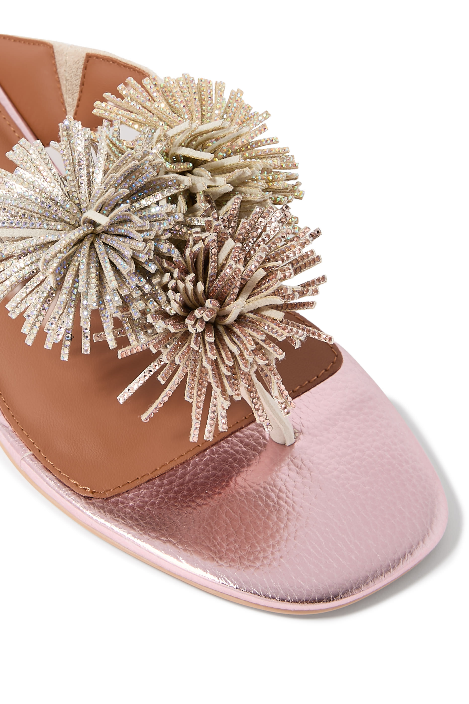 Pom Pom T-Bar Flat Sandals