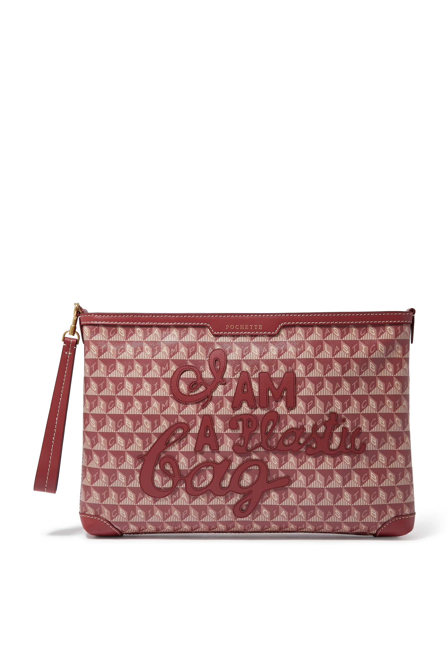 I am a Plastic Bag Motif Pochette Bag