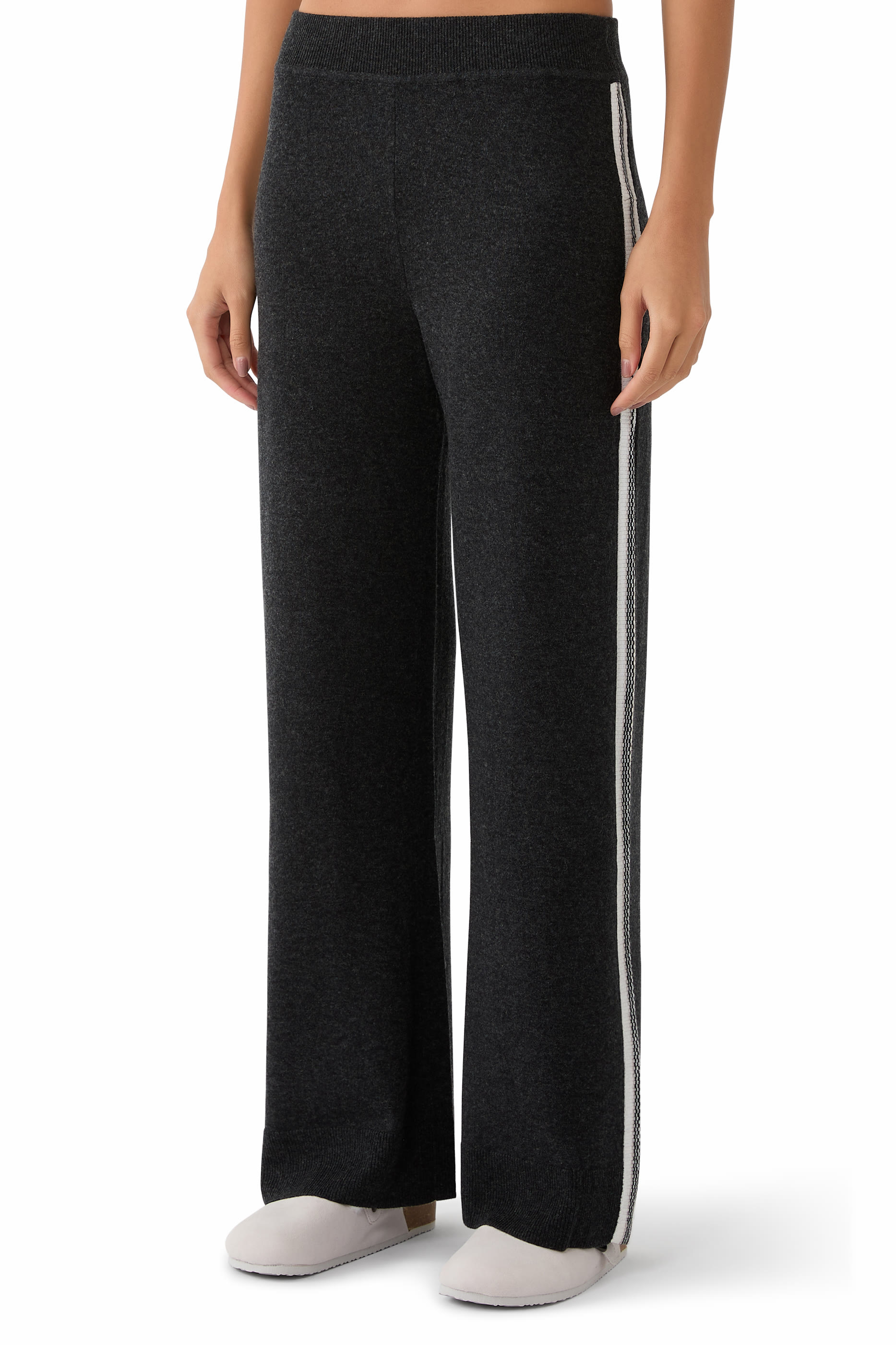 Strapping Detail Wide-Leg Trousers