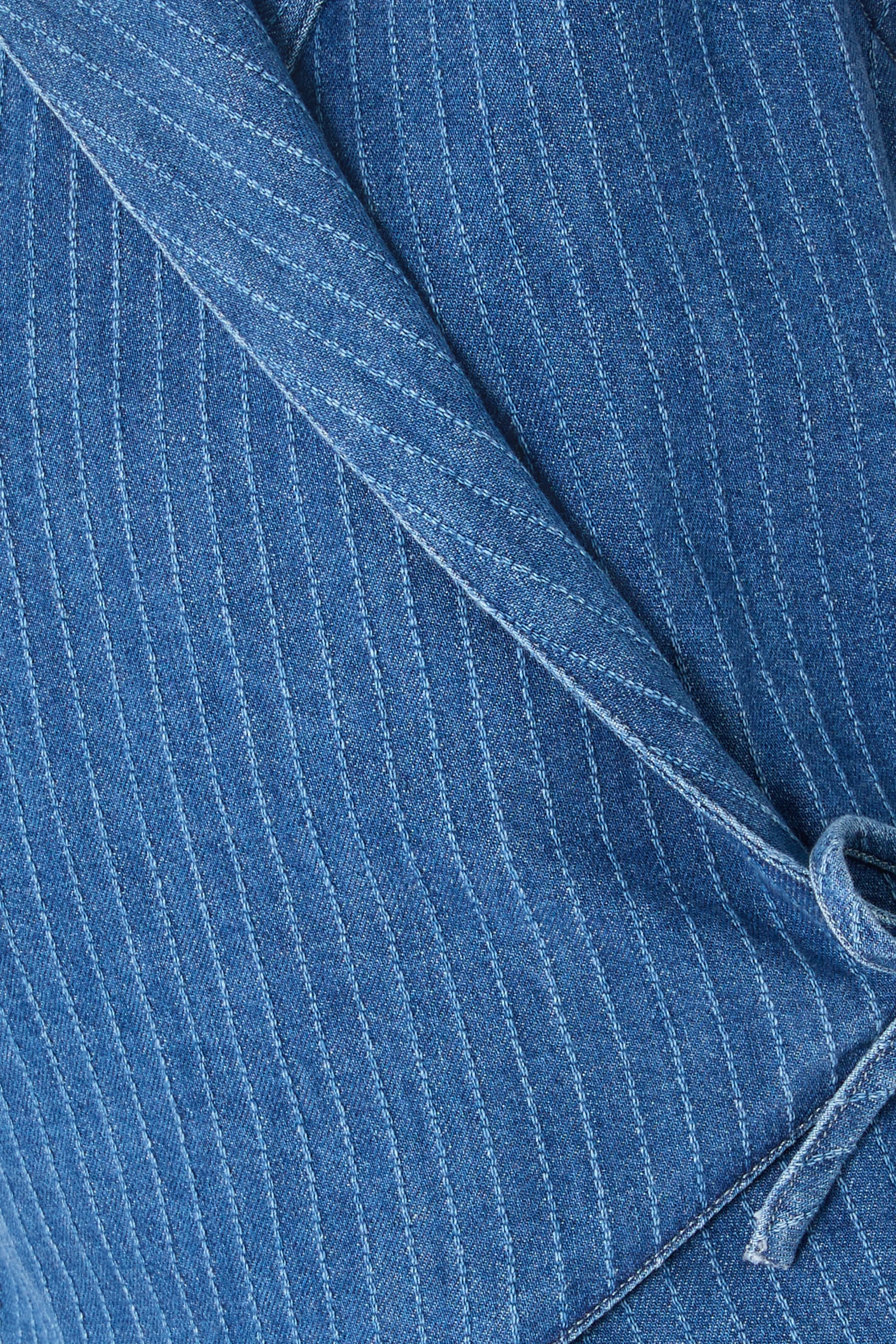 Pinstriped Denim Wrap Waistcoat Top