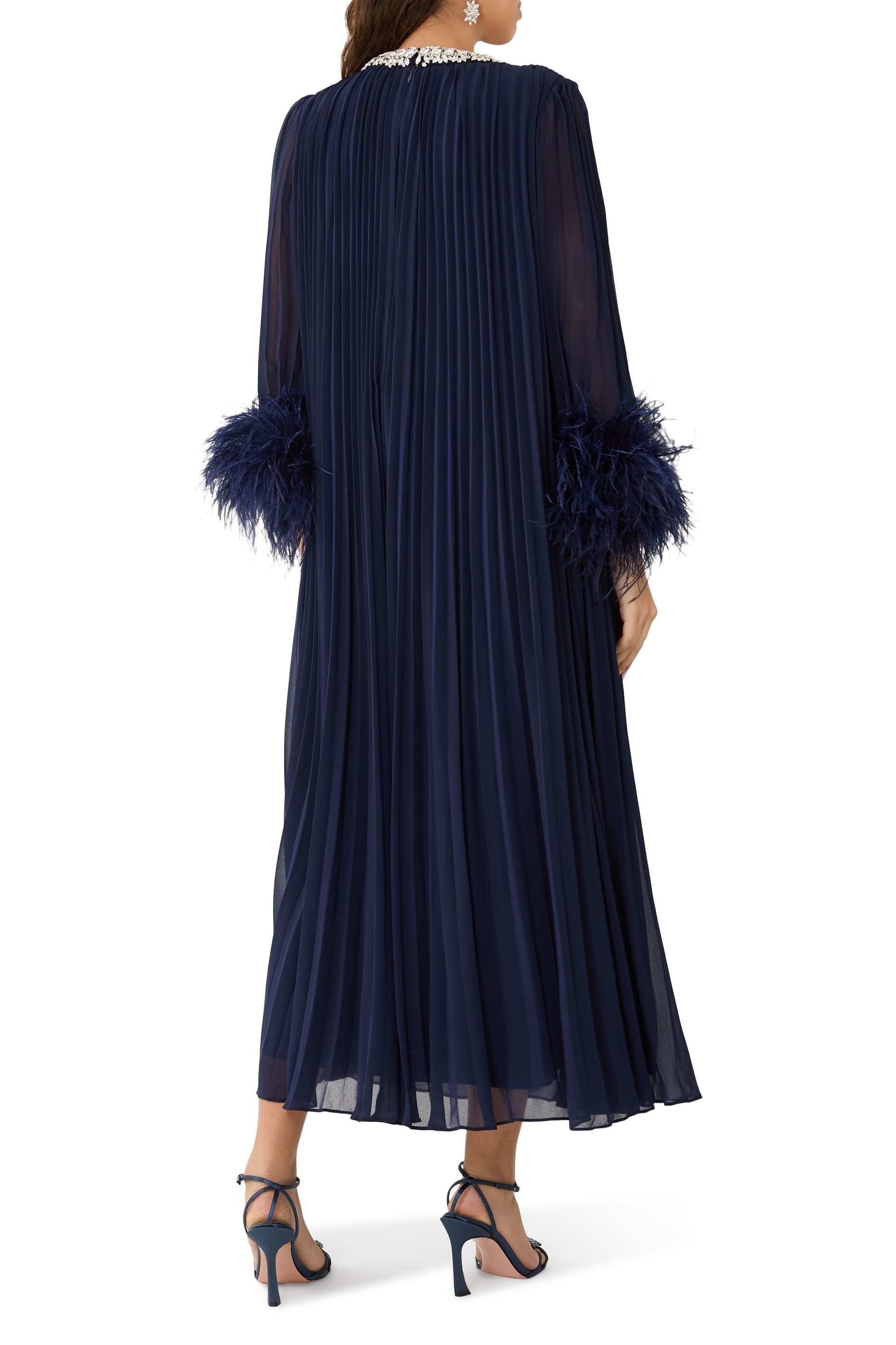 Chiffon Feather Midi Dress