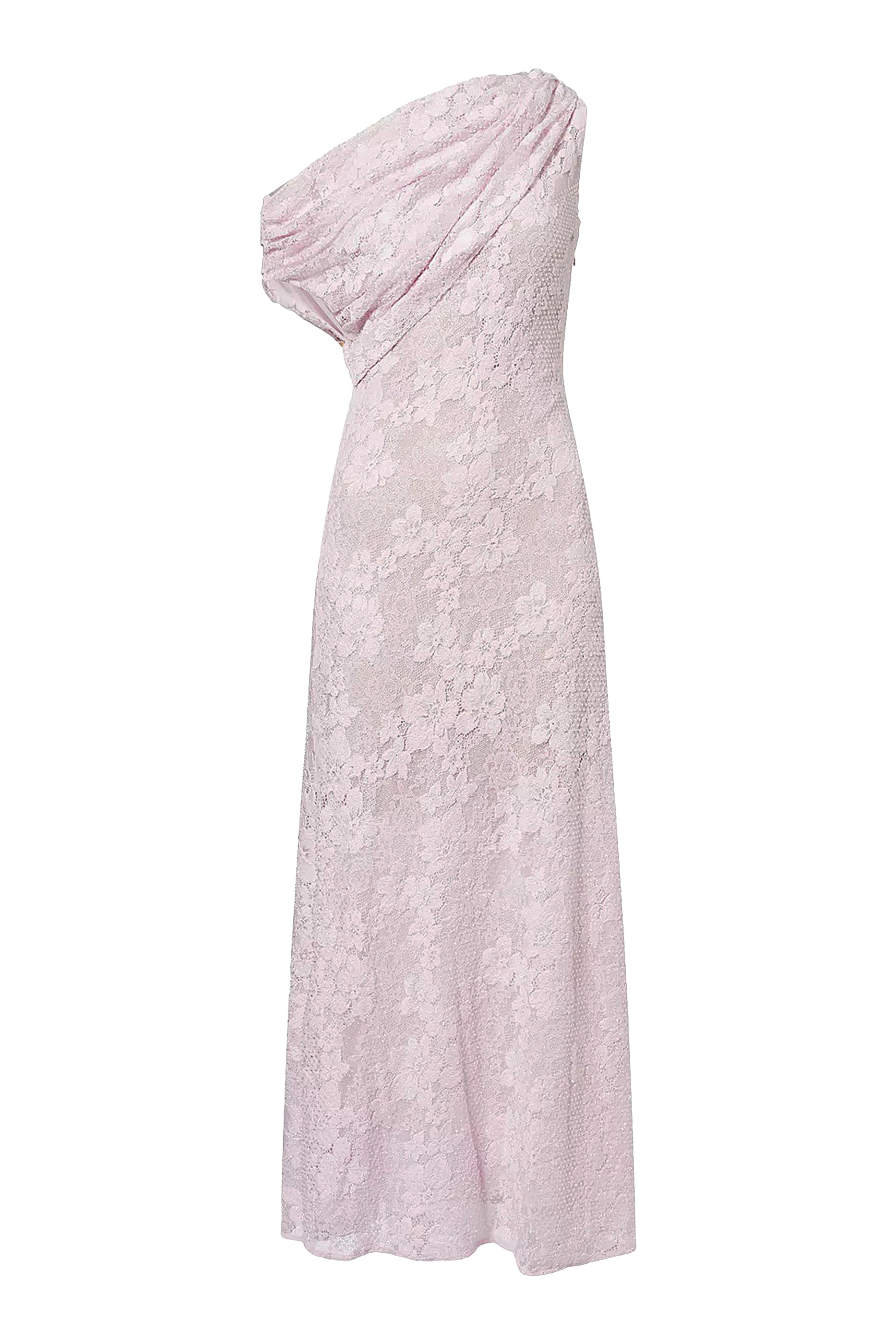 Rhinestone Lace Asymmetric Midi Dress