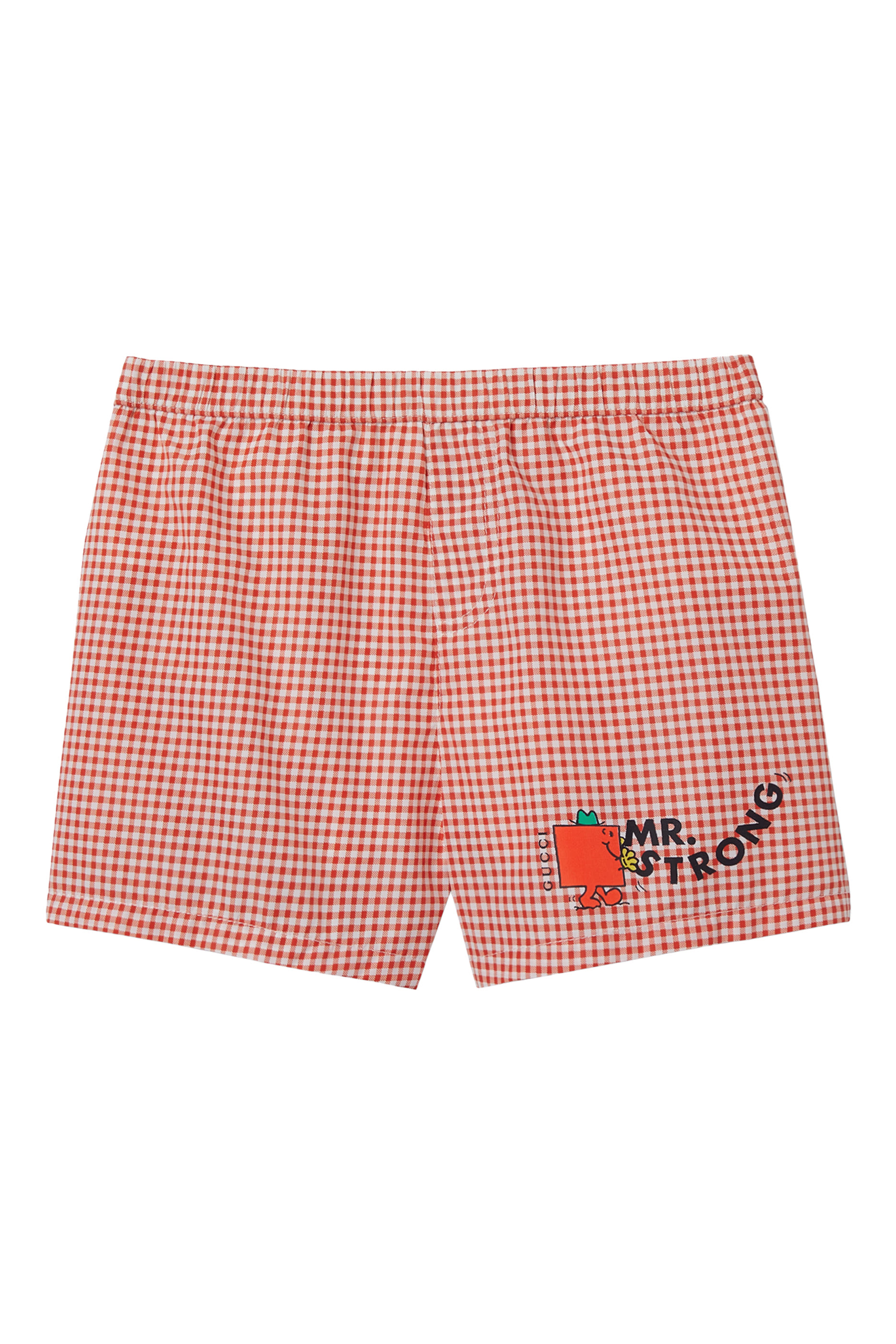 Kids Allover Gingham Print Swim Shorts