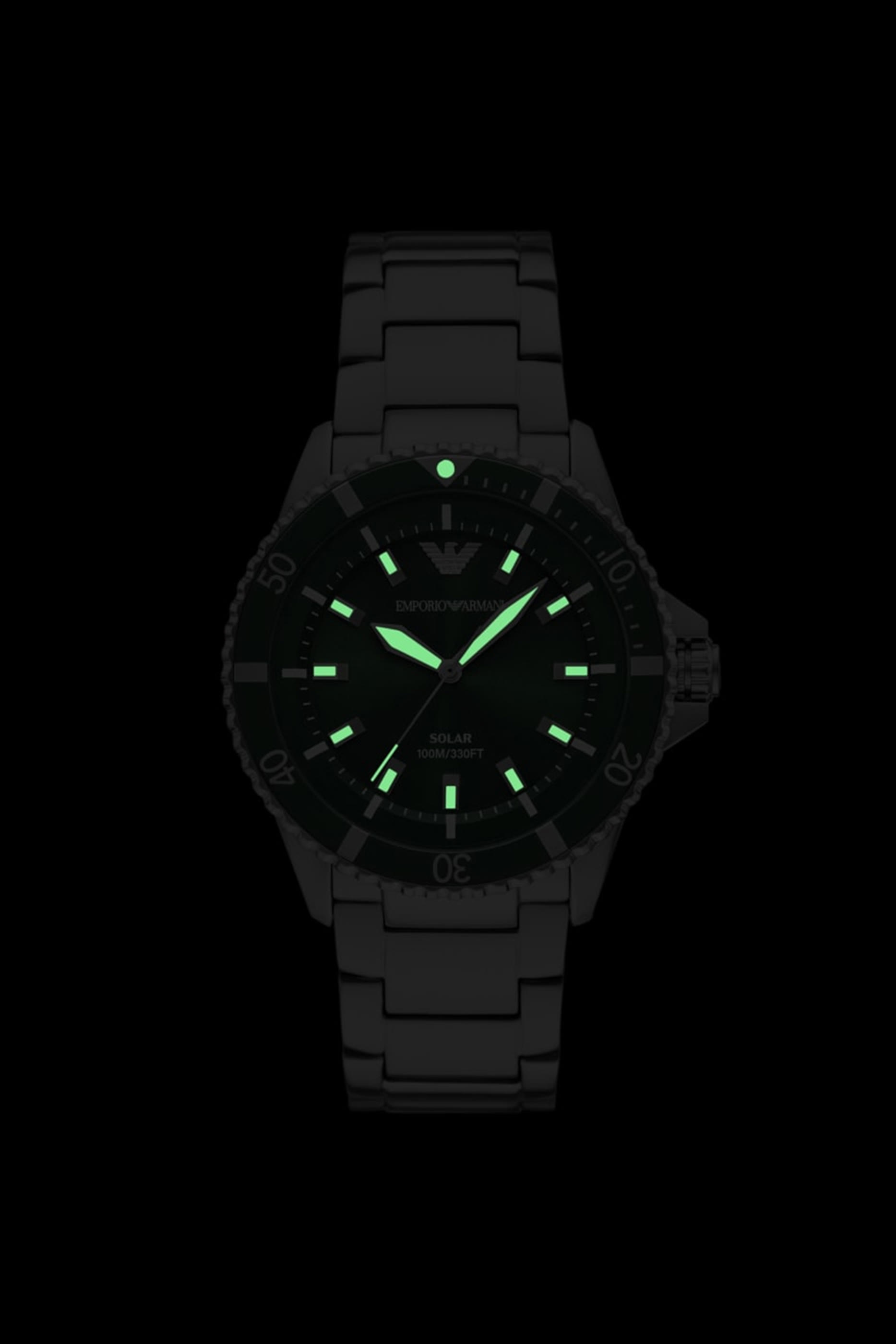 World Explorer Solar-Powered Three-Hand Stainless Steel Watch