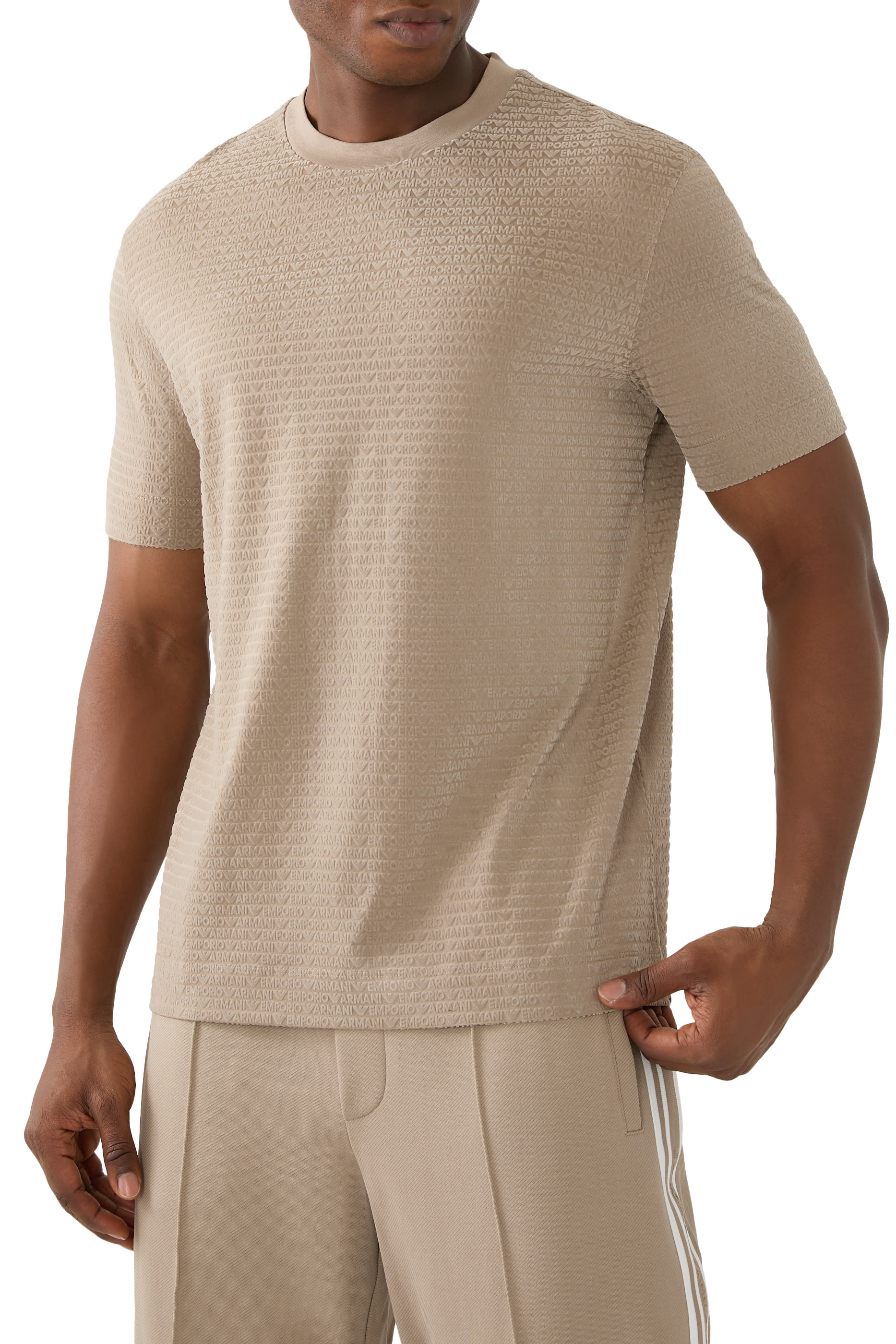 All-Over Flocked Logo Lettering T-Shirt