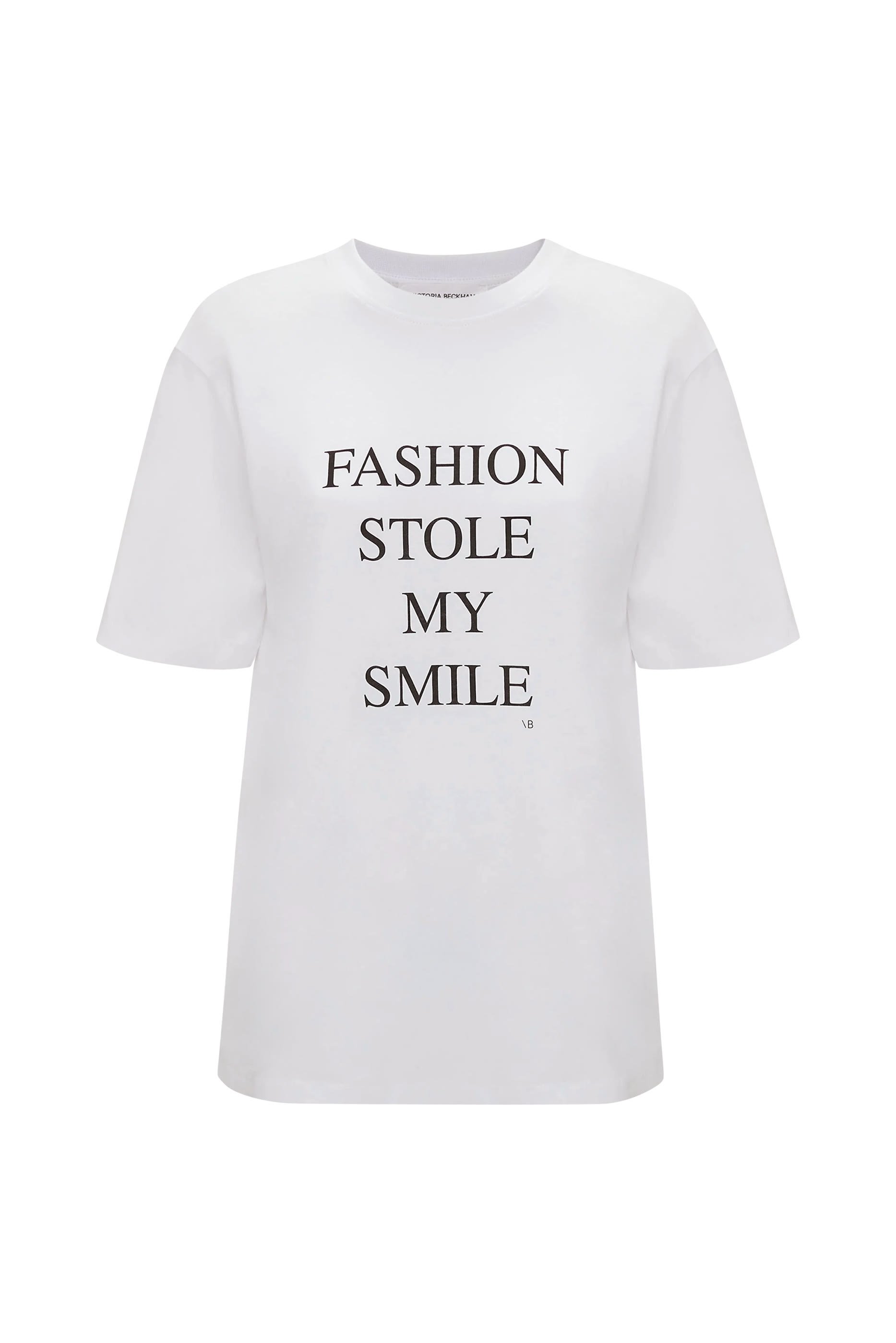 'Fashion Stole My Smile' Slogan T-Shirt
