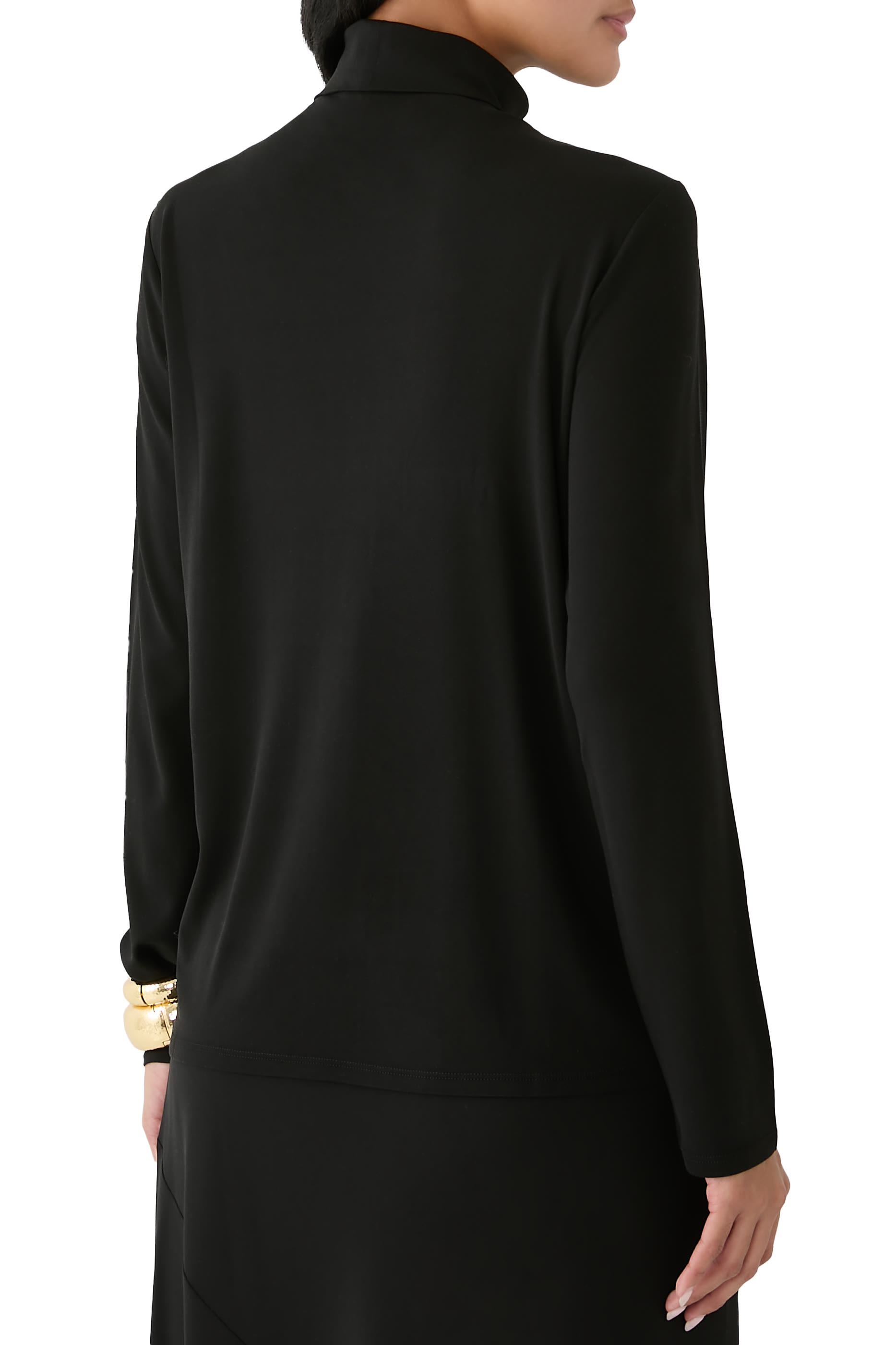 Stretch Silk Jersey Turtleneck Top