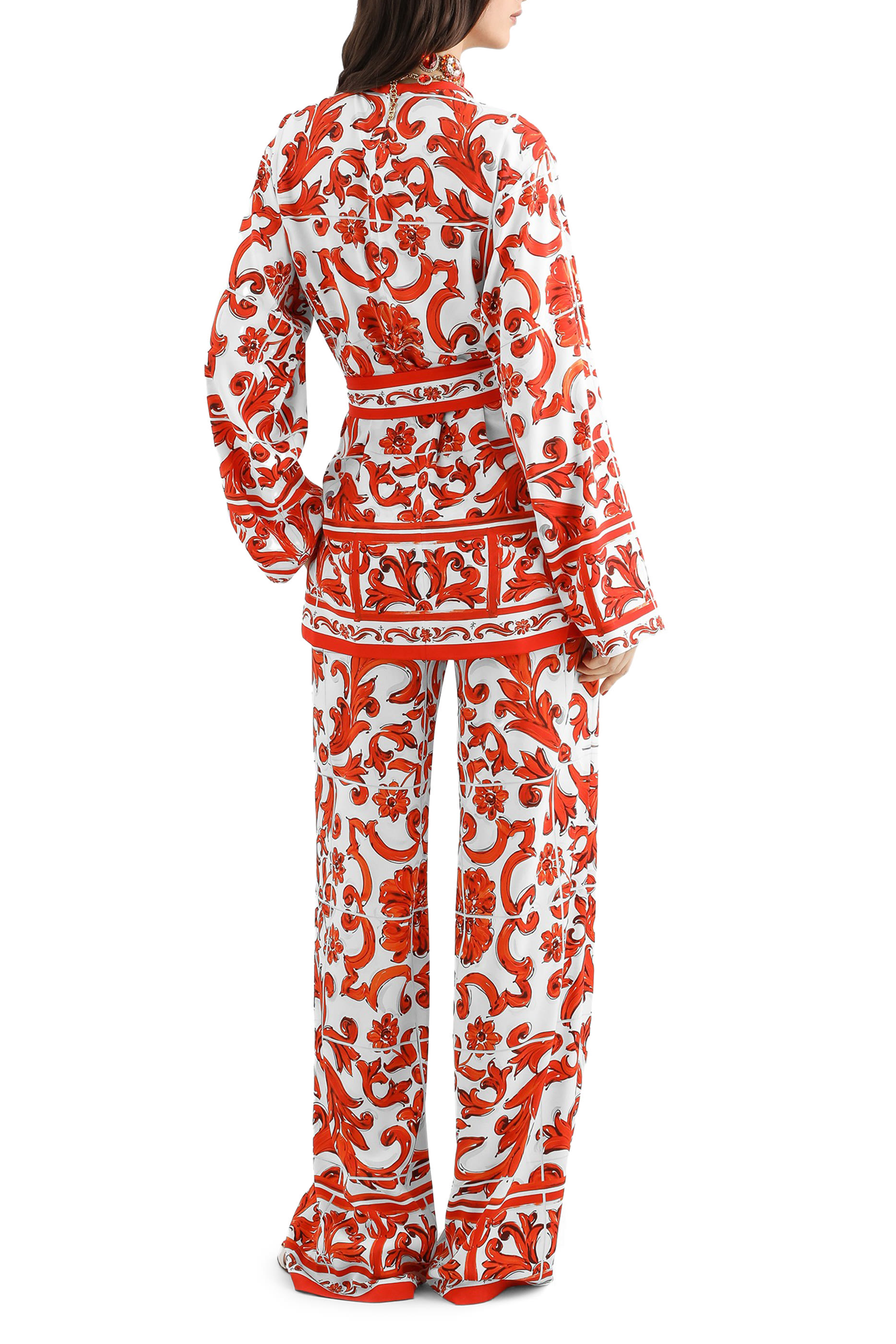 Majolica-Print Charmeuse Shirt