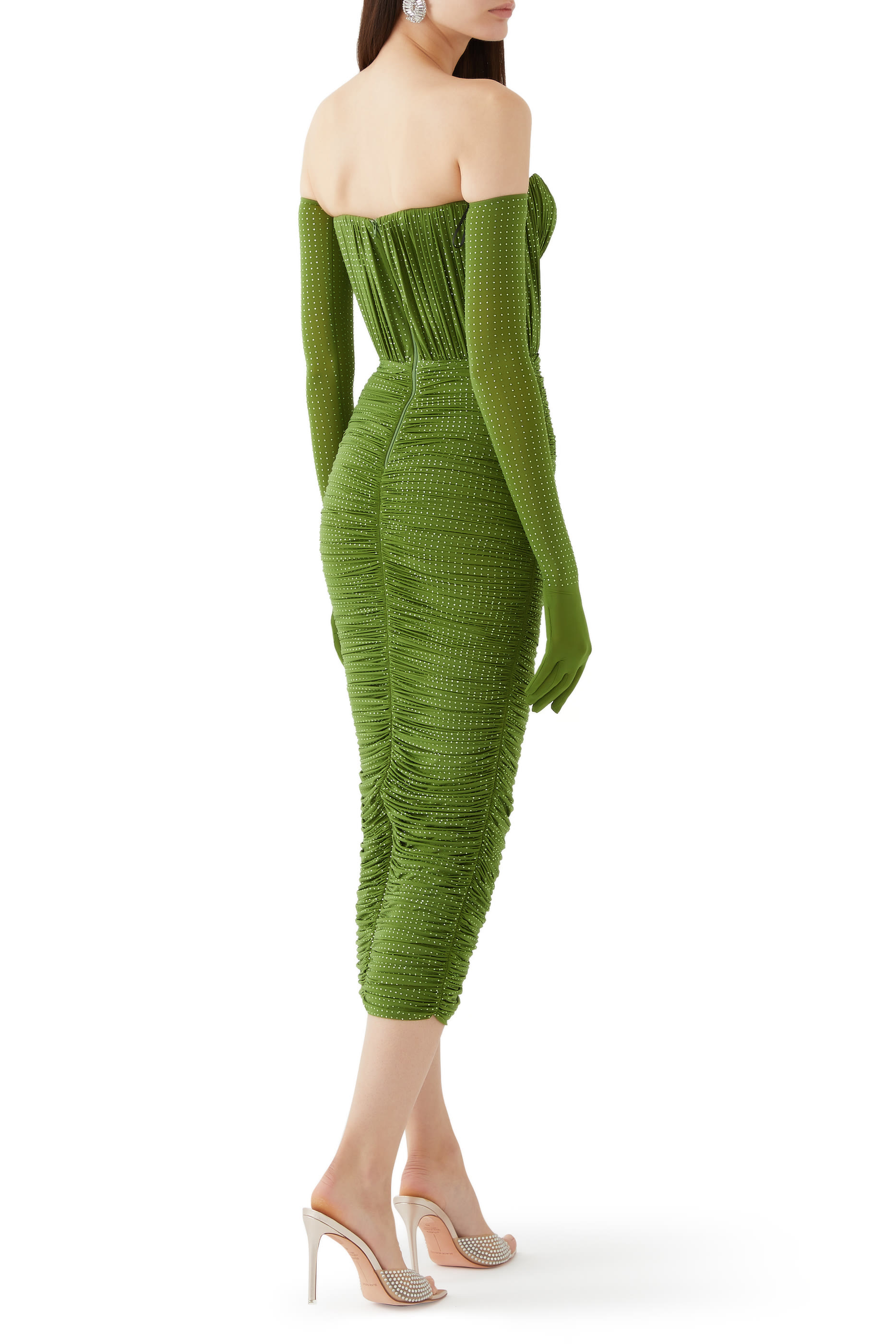 Strapless Ruched Dress in Crystal Jersey