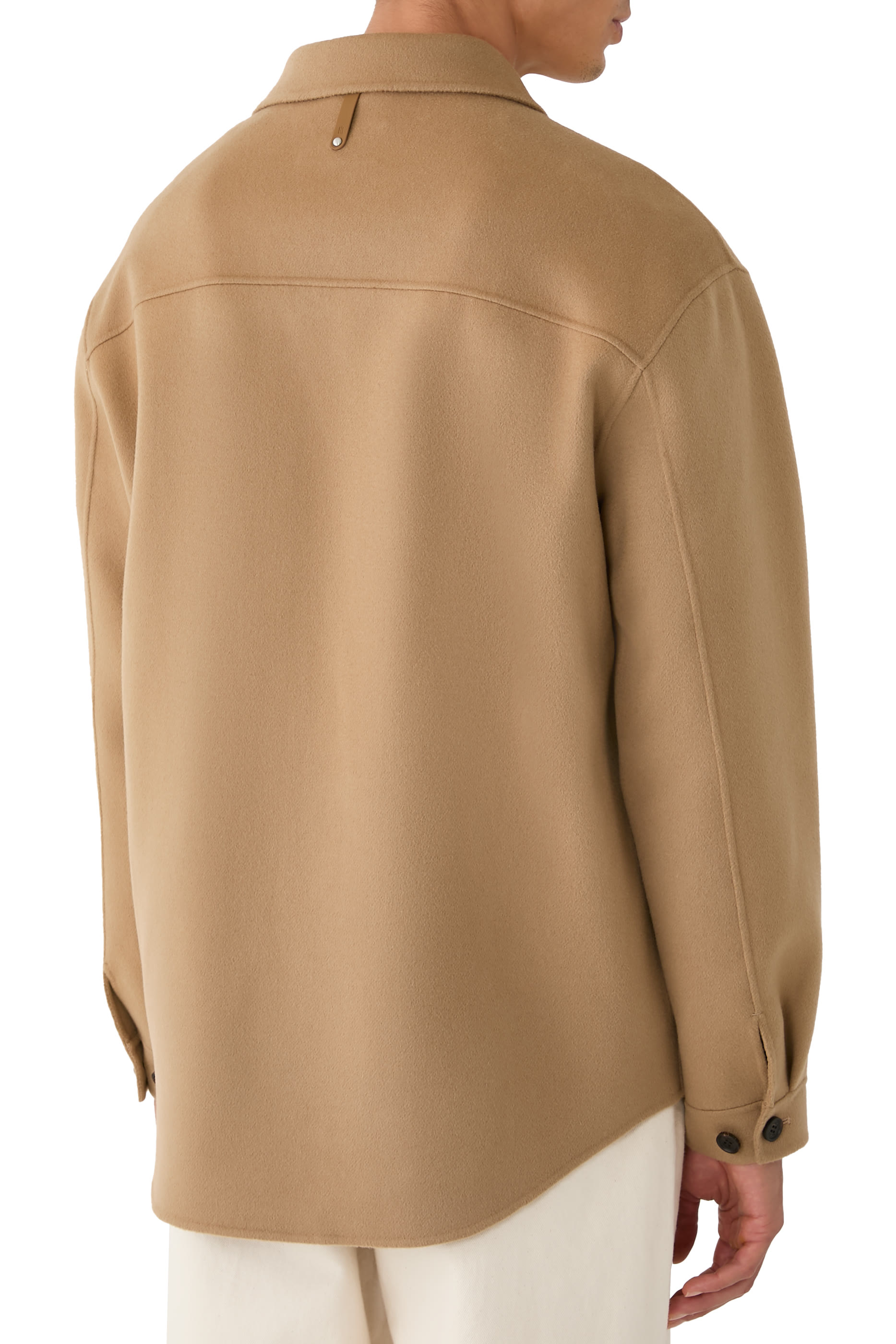 Emmanuel Double-Face Wool Overshirt with Leather Patch Pocket