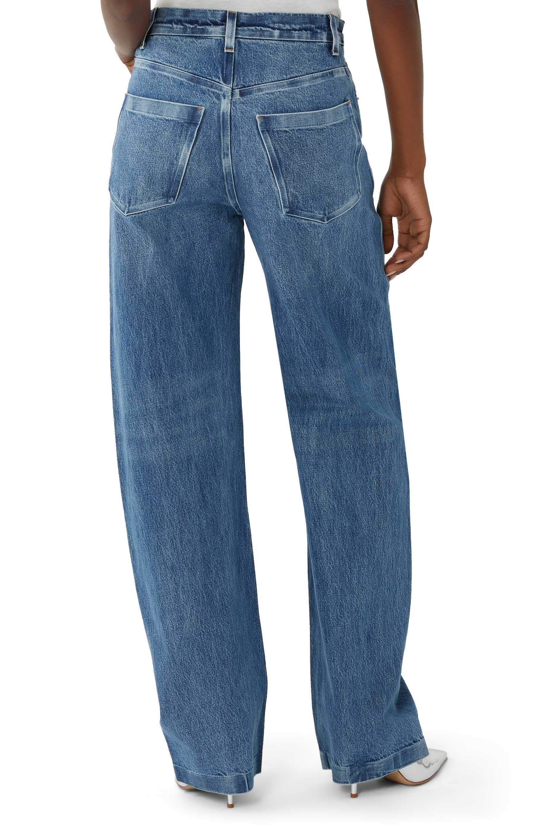 Bonded Mid-Rise Wide-Leg Balloon Cotton Jeans