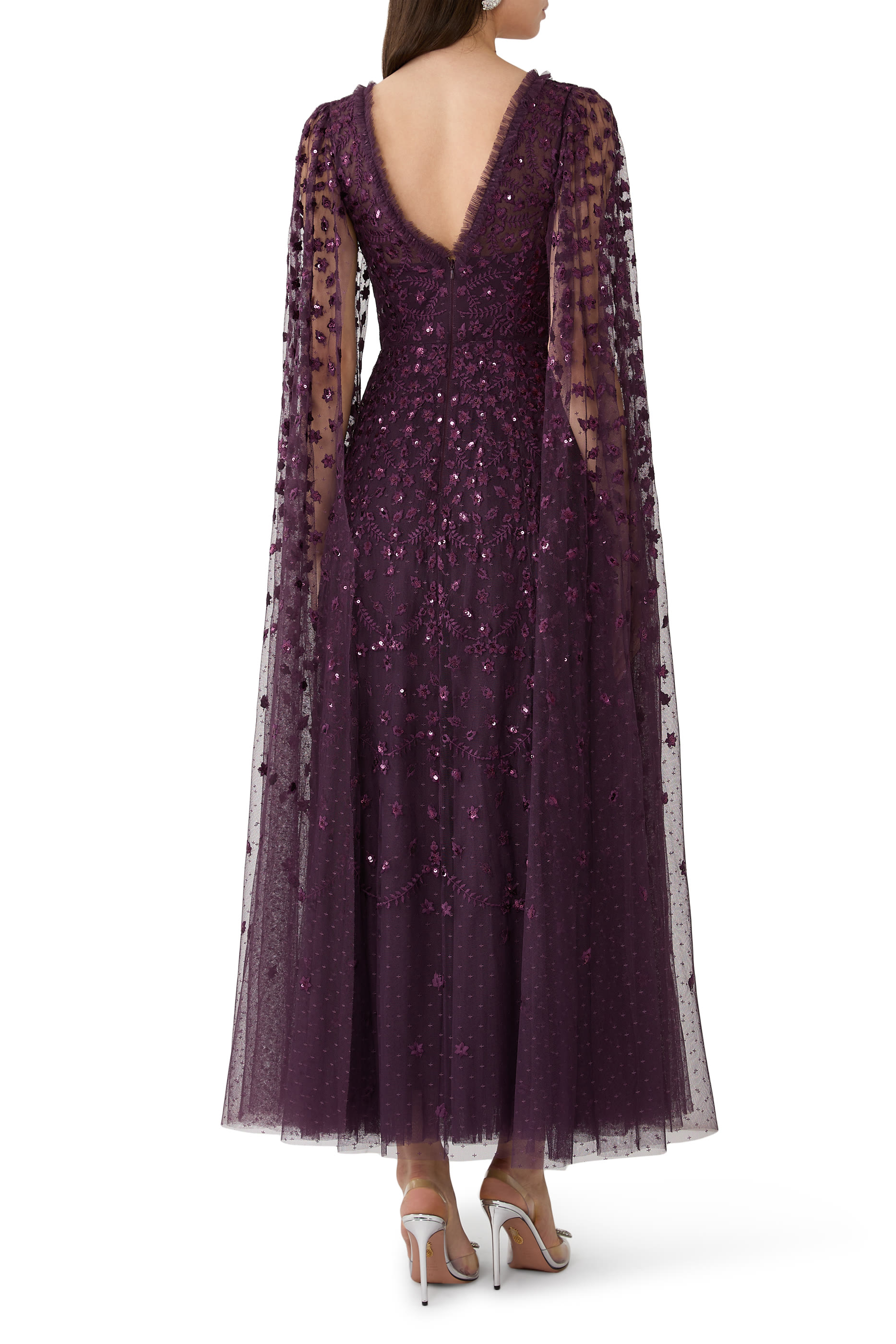 Clover Cape Sleeve Ankle Gown