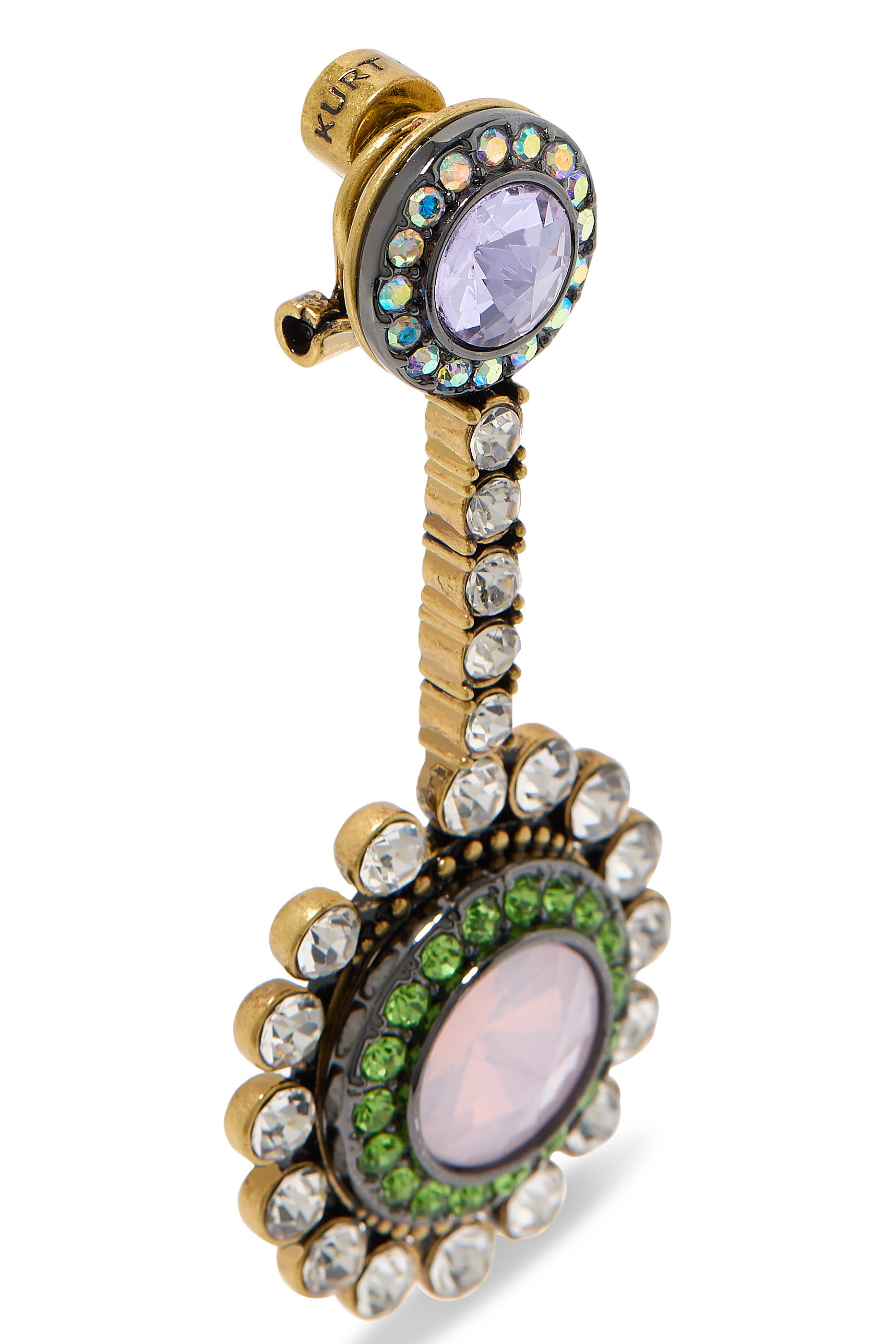 Large Octavia Earrings, Brass & Crystals