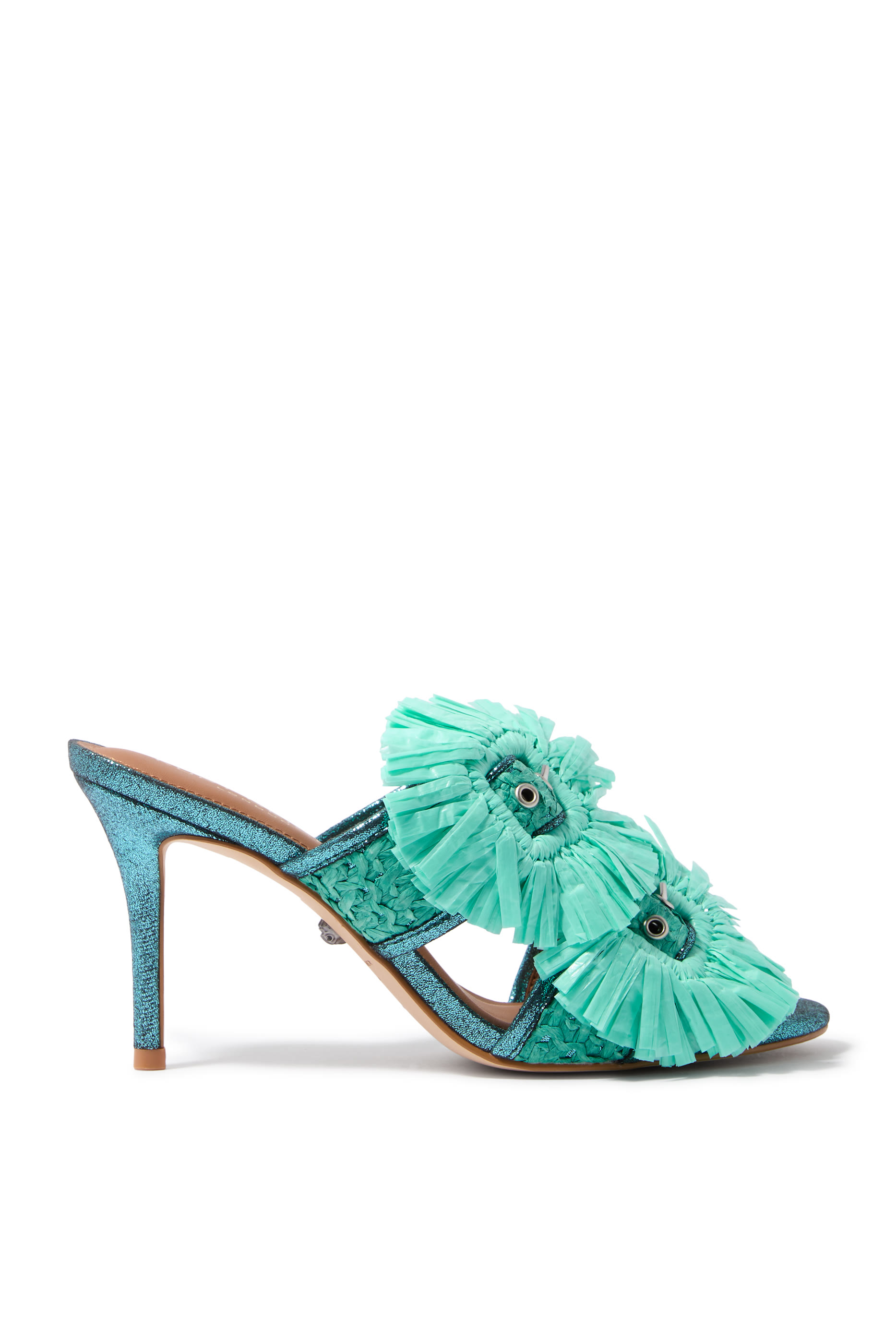 Raffia Buckle Flat Sandals