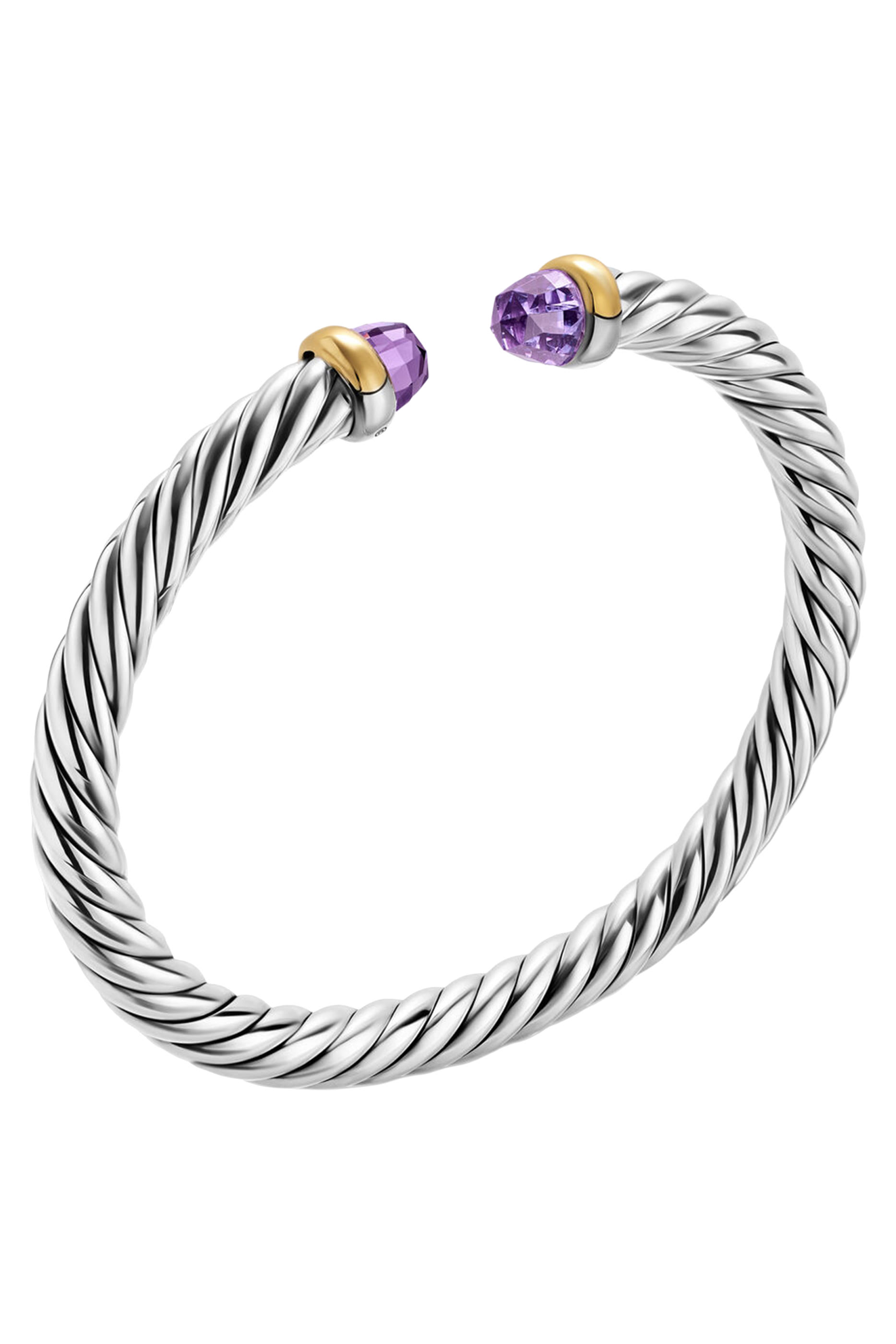Cable Flex&reg; Bracelet, Sterling Silver, 14K Yellow Gold & Amethyst