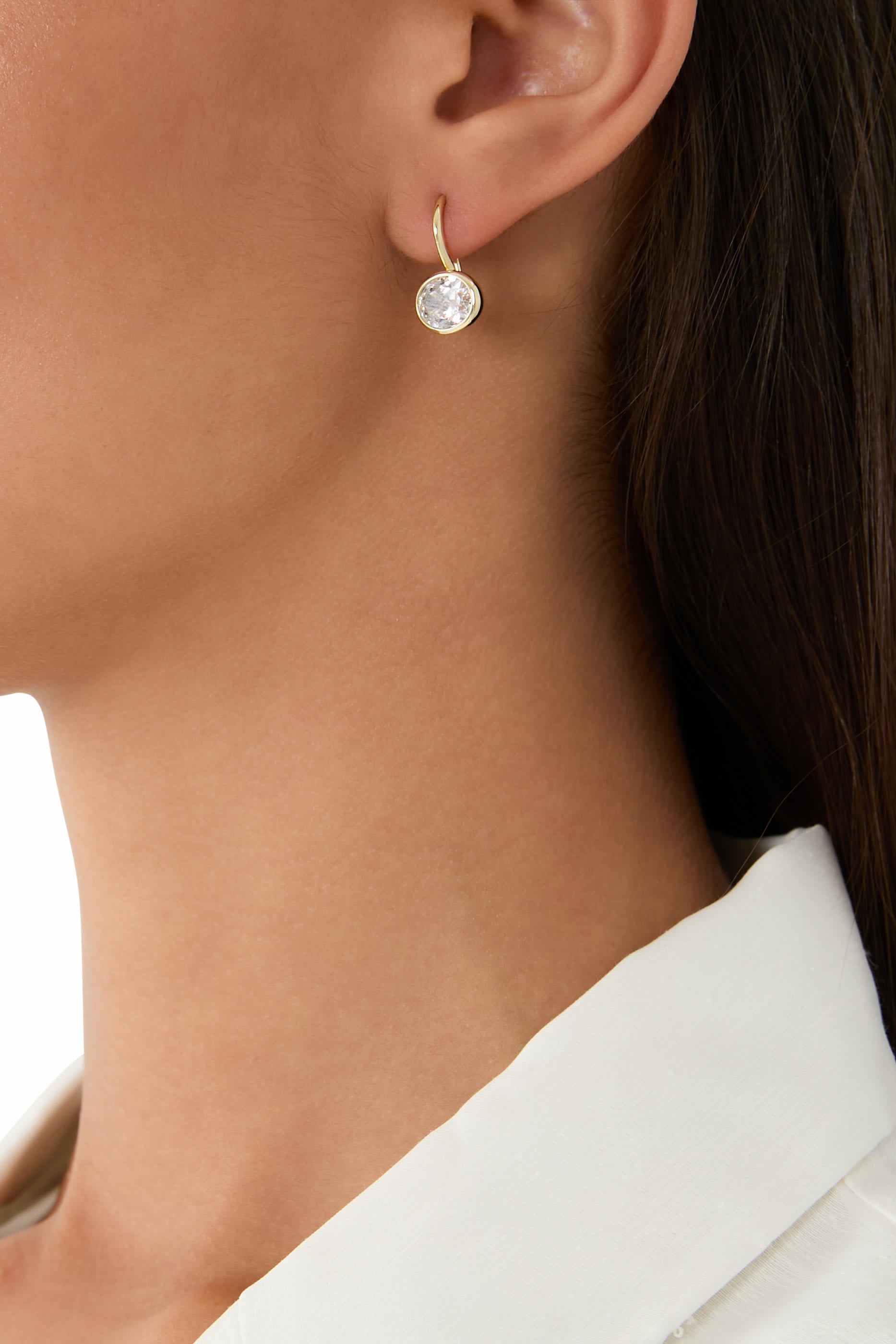 Oval East to West Huggie Earrings