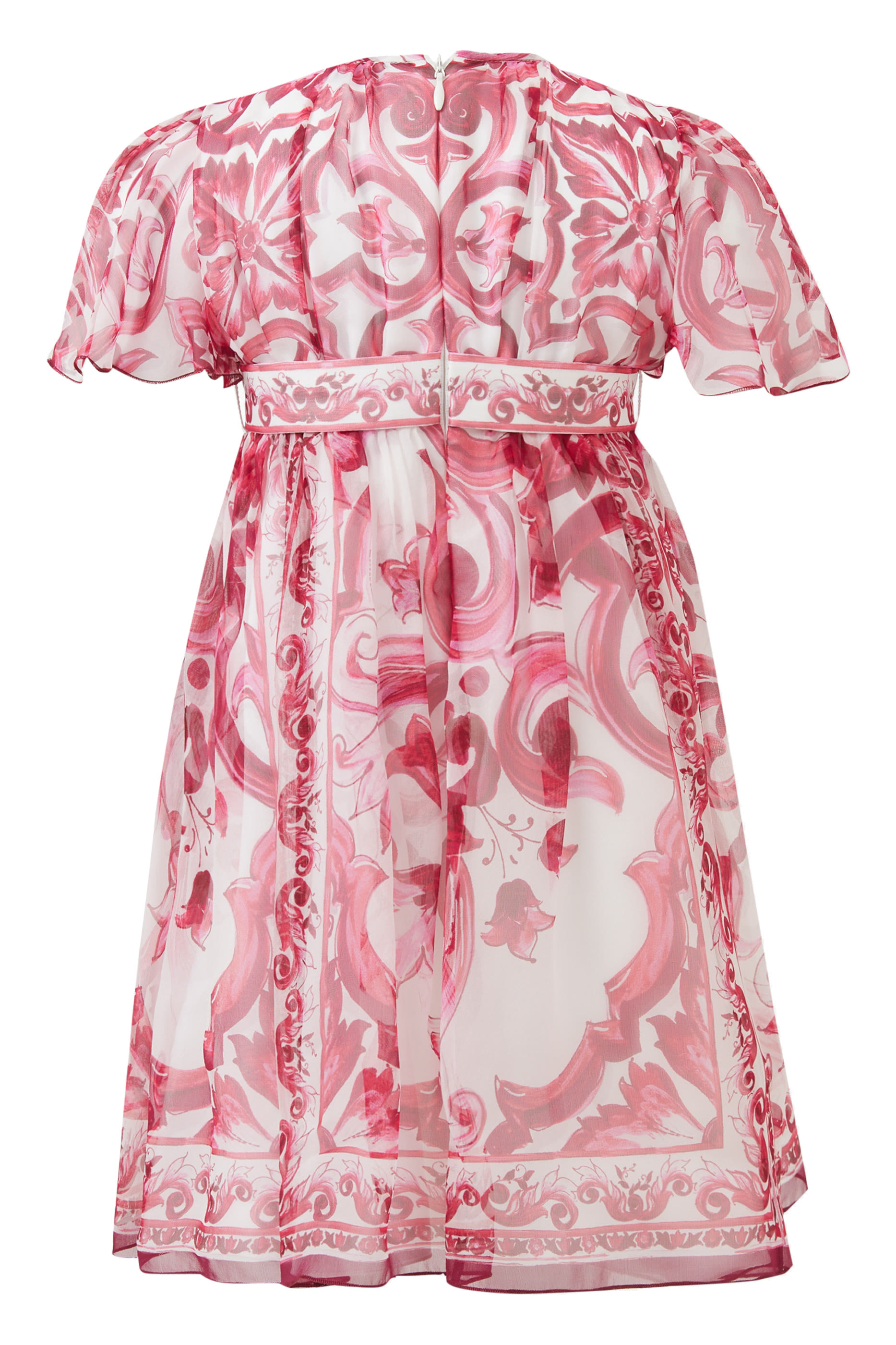 Kids Majolica Print Silk Dress