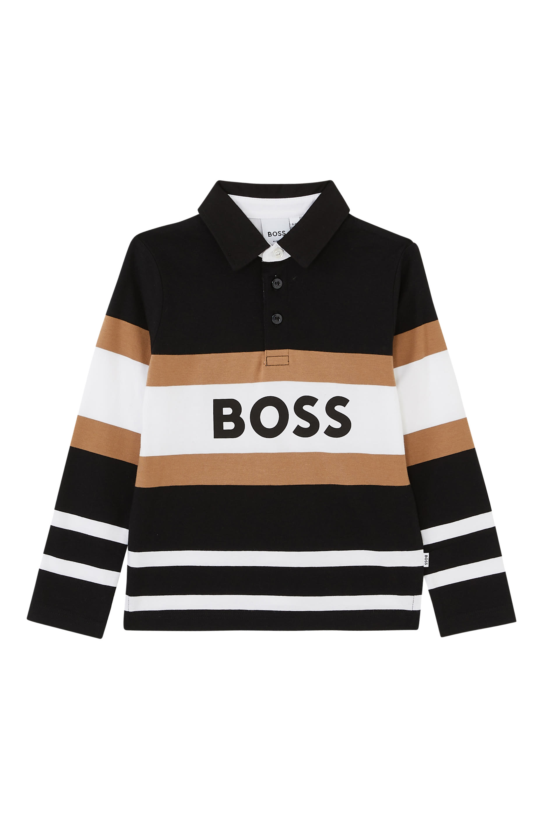 Kids Striped Long-Sleeve Polo Shirt