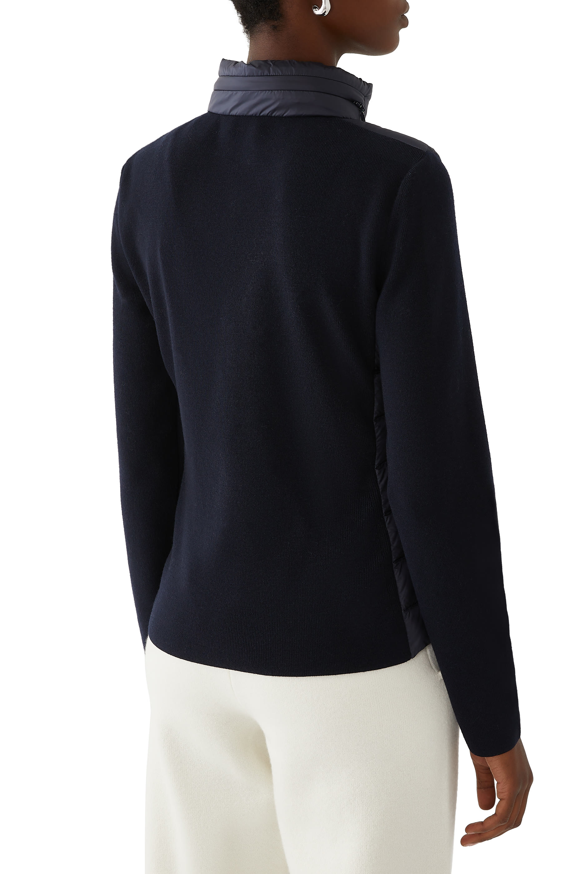 Padded Cotton Zip-Up Cardigan