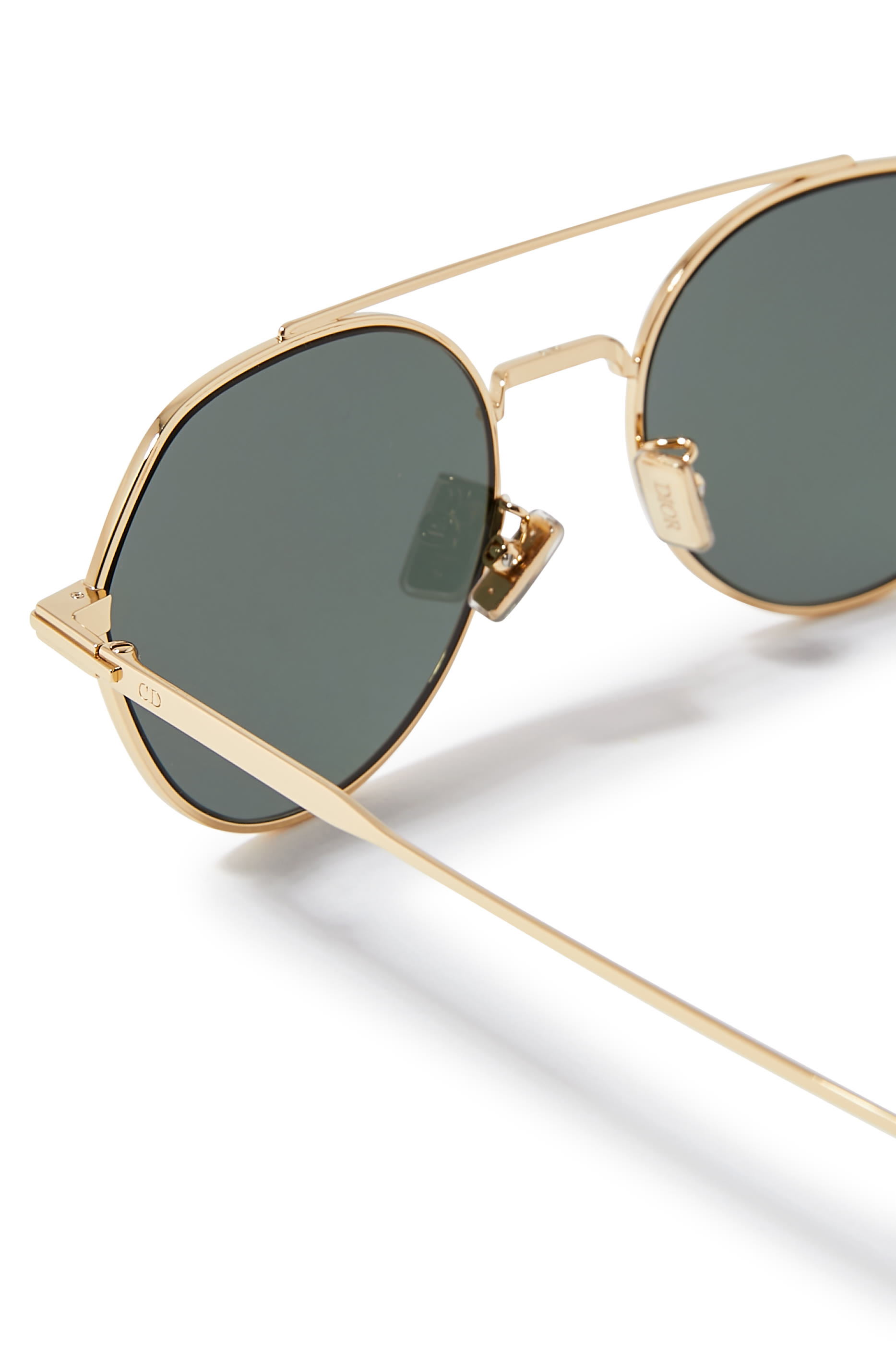 DiorBlackSuit R6U Gold Geometric Sunglasses