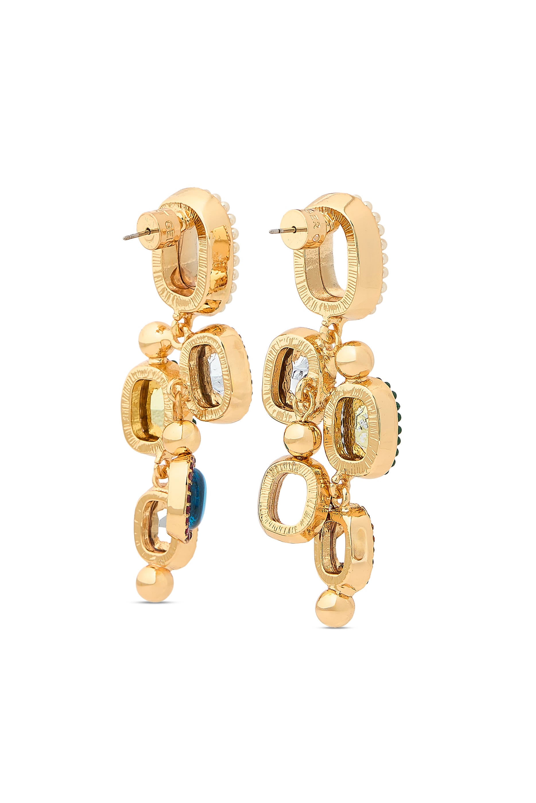 Sloane Earrings, Brass & Crystals