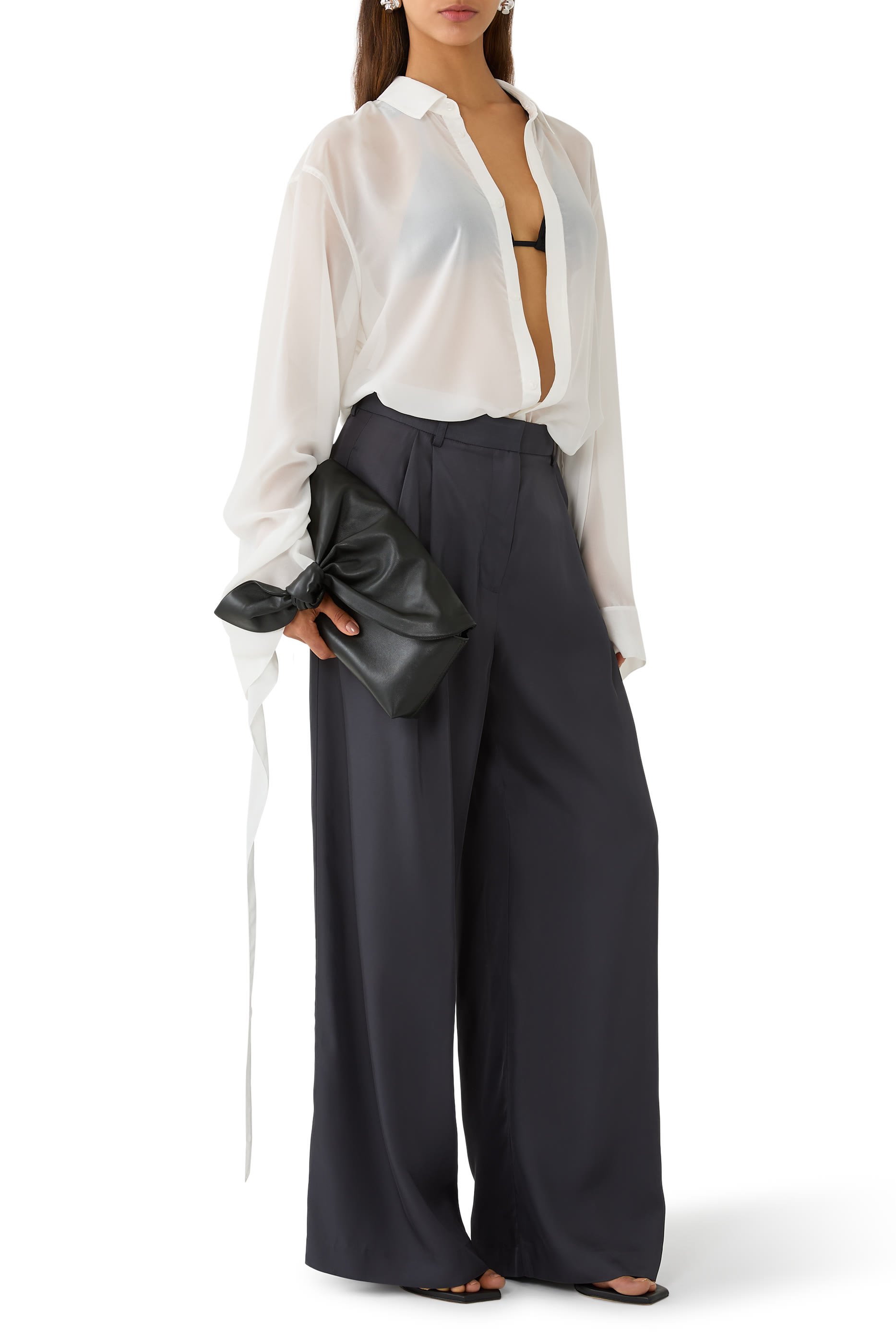 Verlin Sheer Chiffon Tie Cuff Shirt
