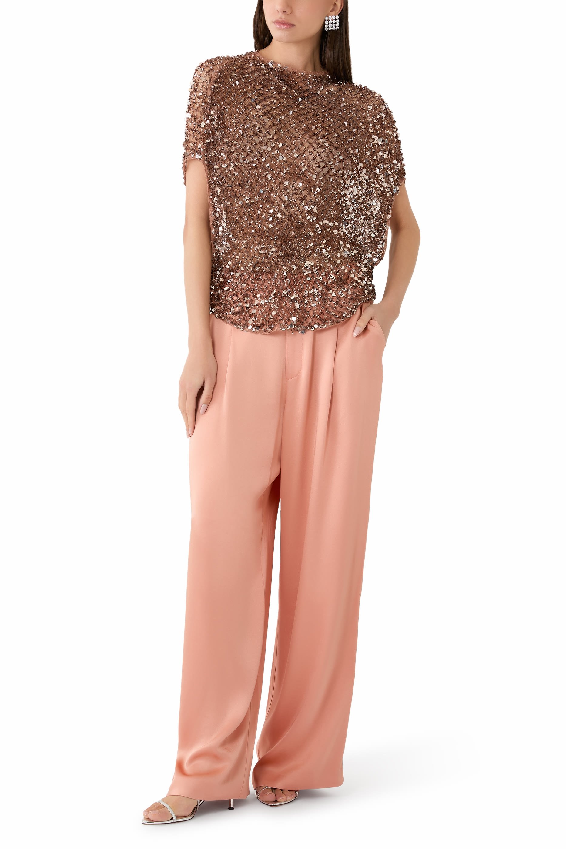 Net Mesh Sequin Cape T-Shirt